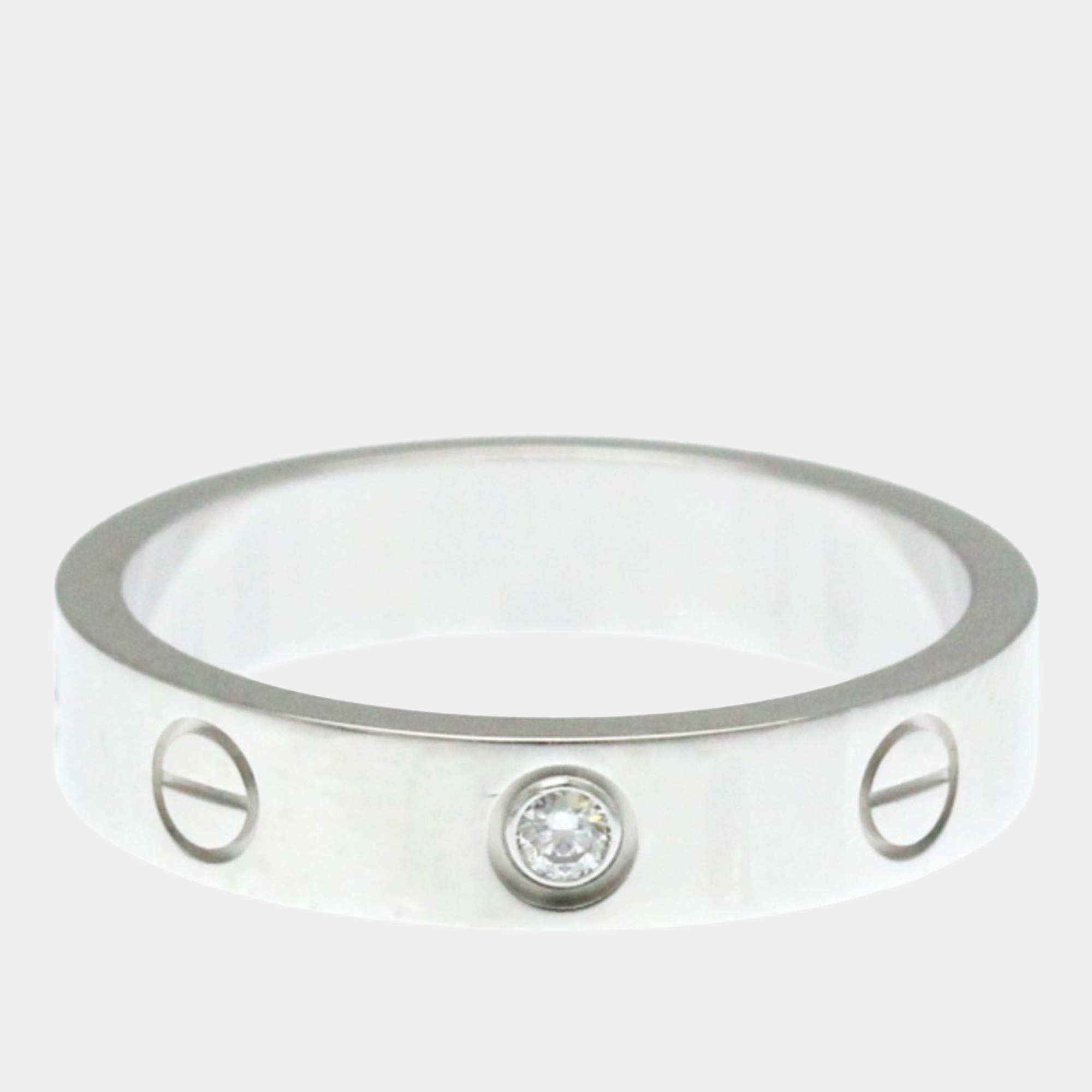 Pre Owned Cartier Love 18K White Gold, Diamond Ring EU 52