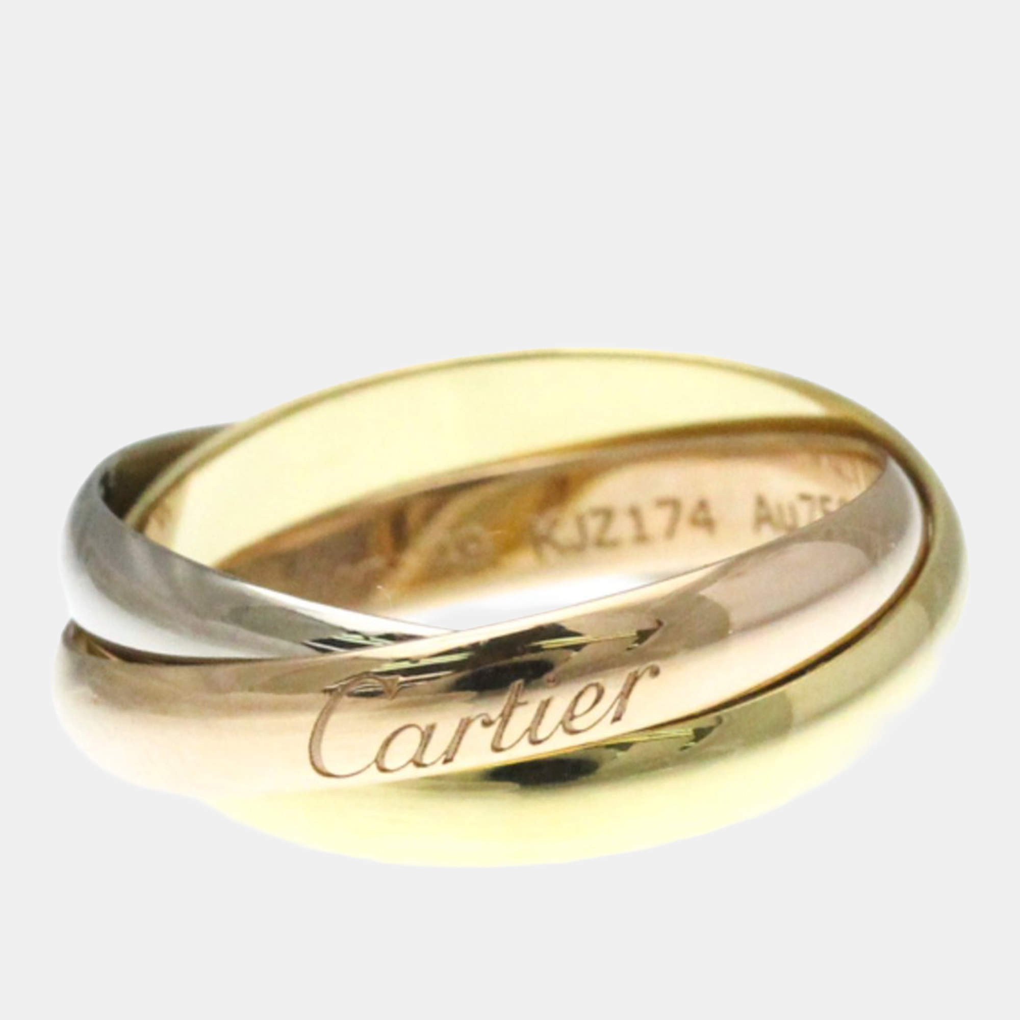 Pre Owned Cartier Trinity 18K Yellow, Rose, White Gold Ring EU 49