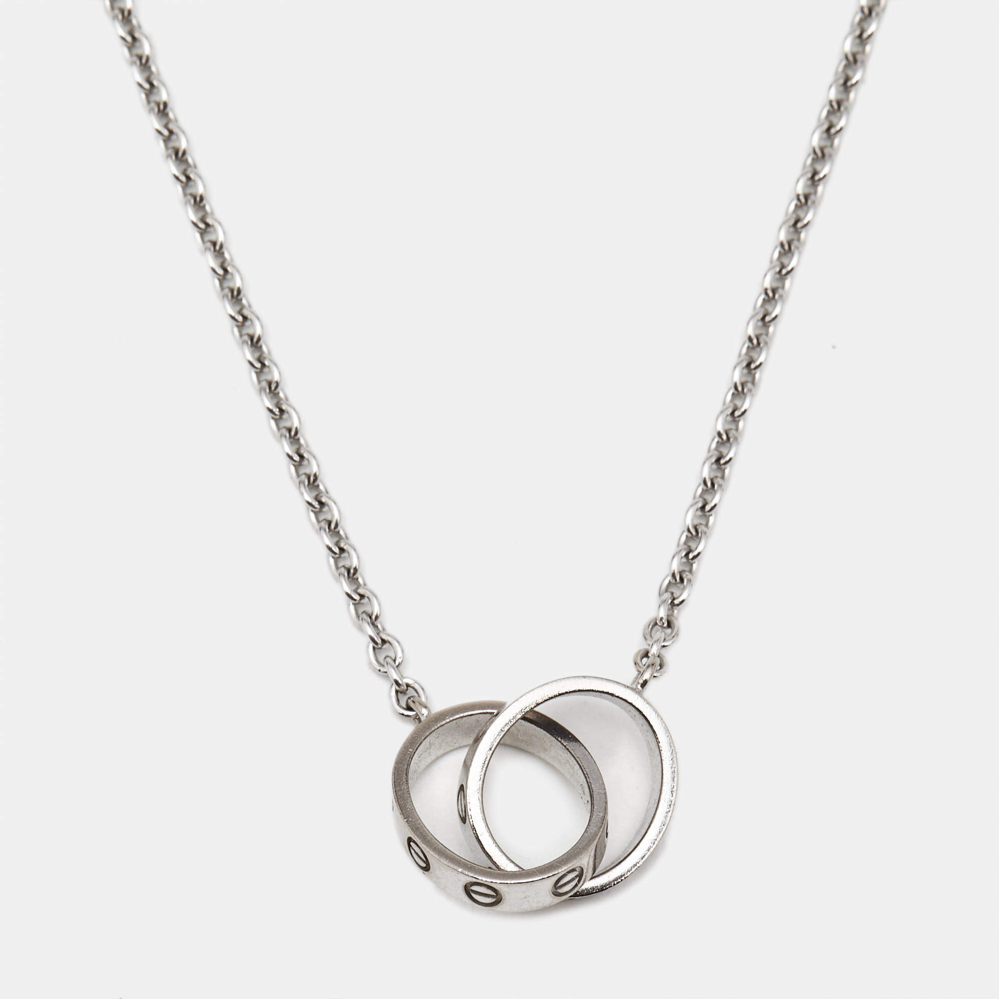 Pre Owned Cartier Love Interlocking Loop 18k White Gold Necklace