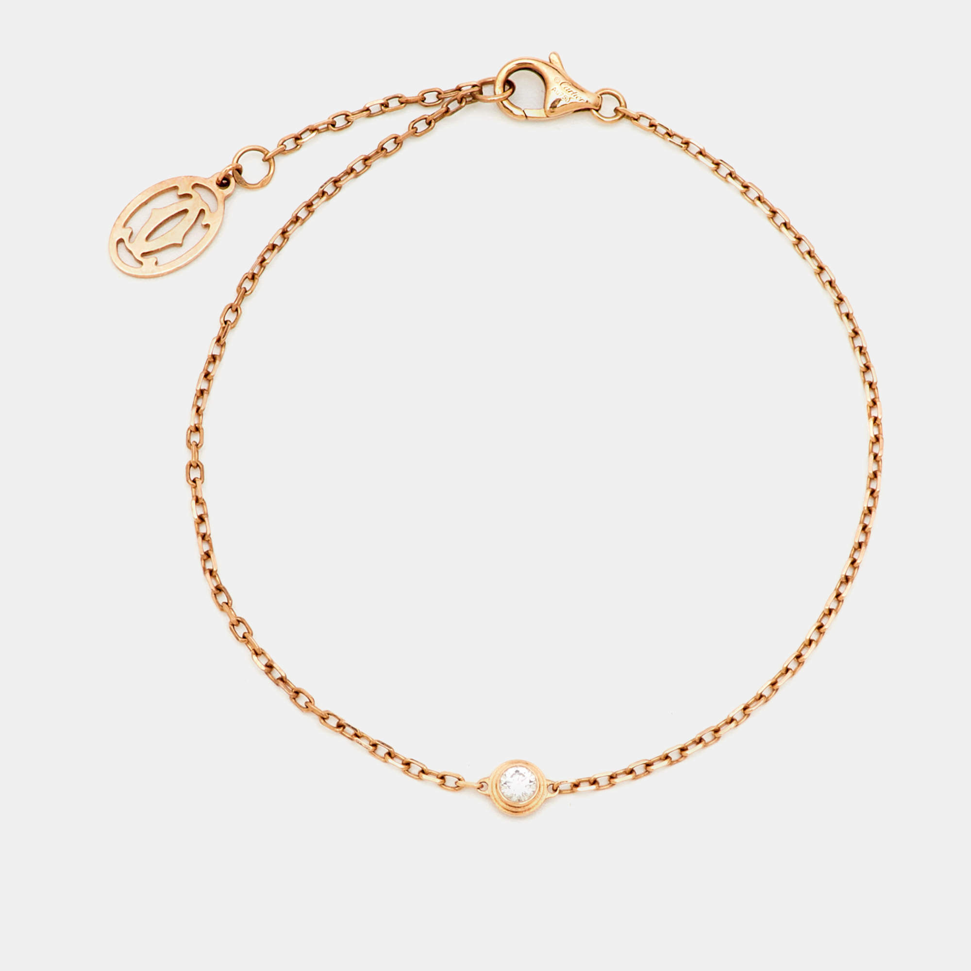 Pre Owned Cartier d'Amour Diamond 18k Rose Gold Small Model Bracelet