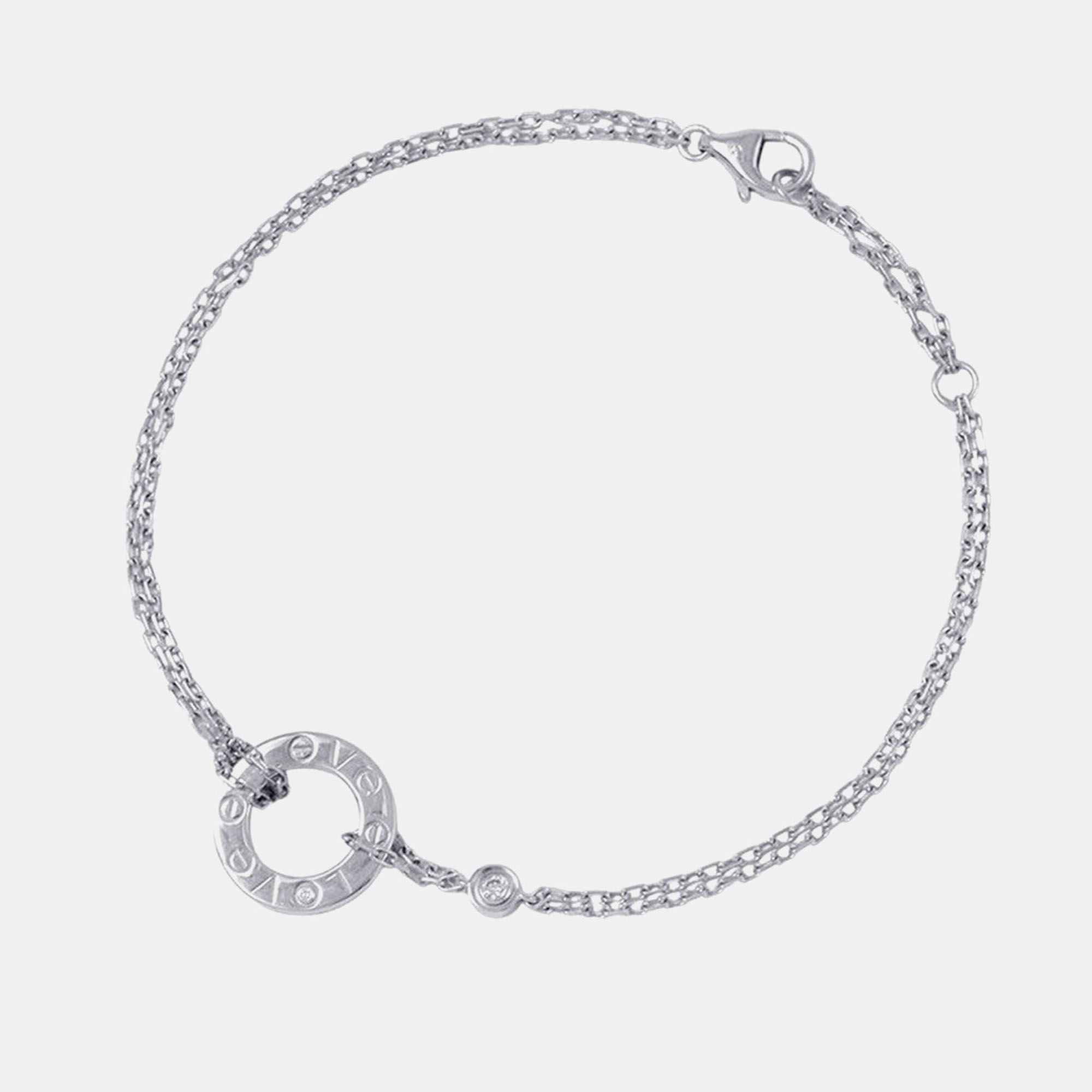 مملوكة مسبقًا Cartier Love 18K White Gold and Diamond Love Chain Bracelet