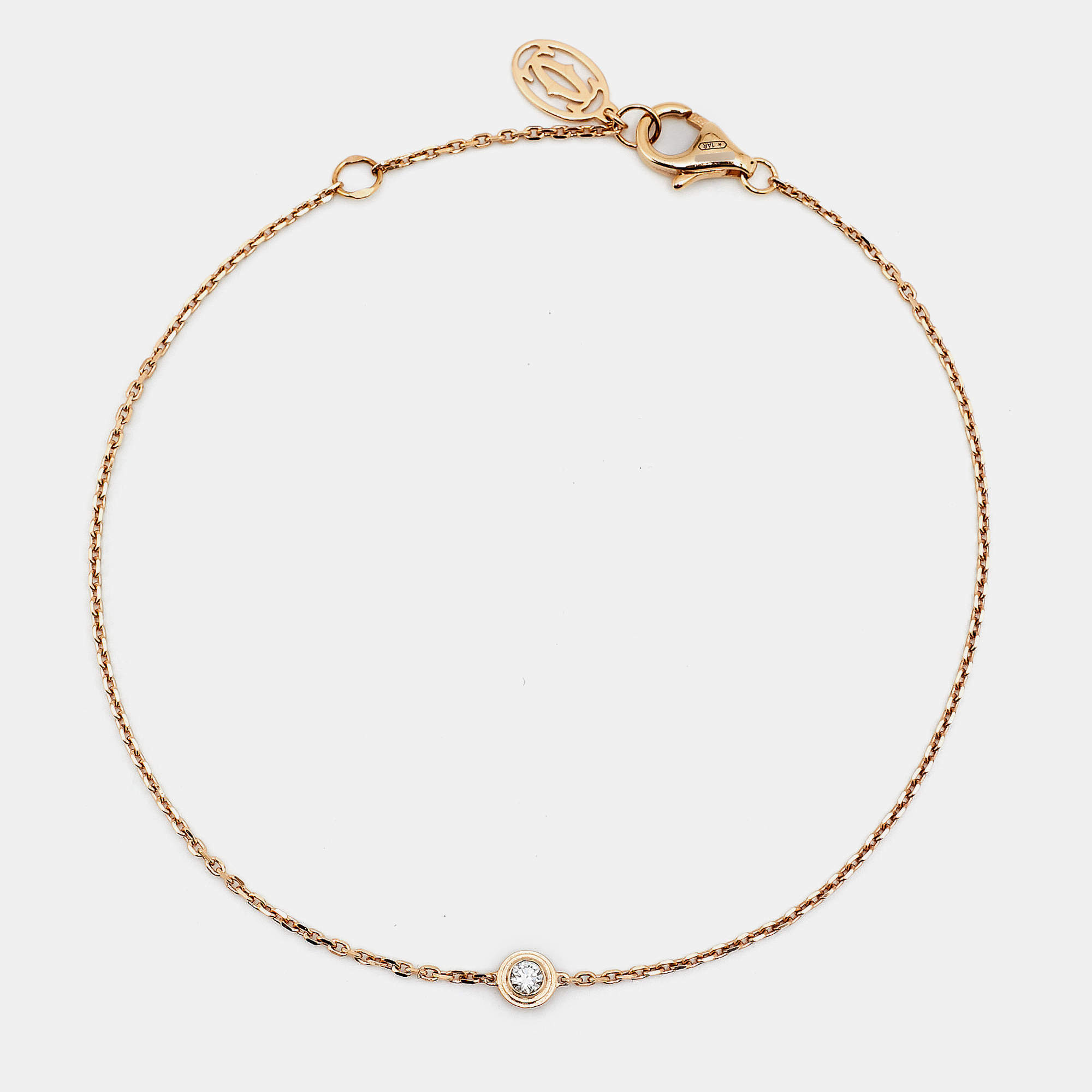 Pre Owned Cartier d'Amour Diamond 18k Rose Gold Mini Model Bracelet