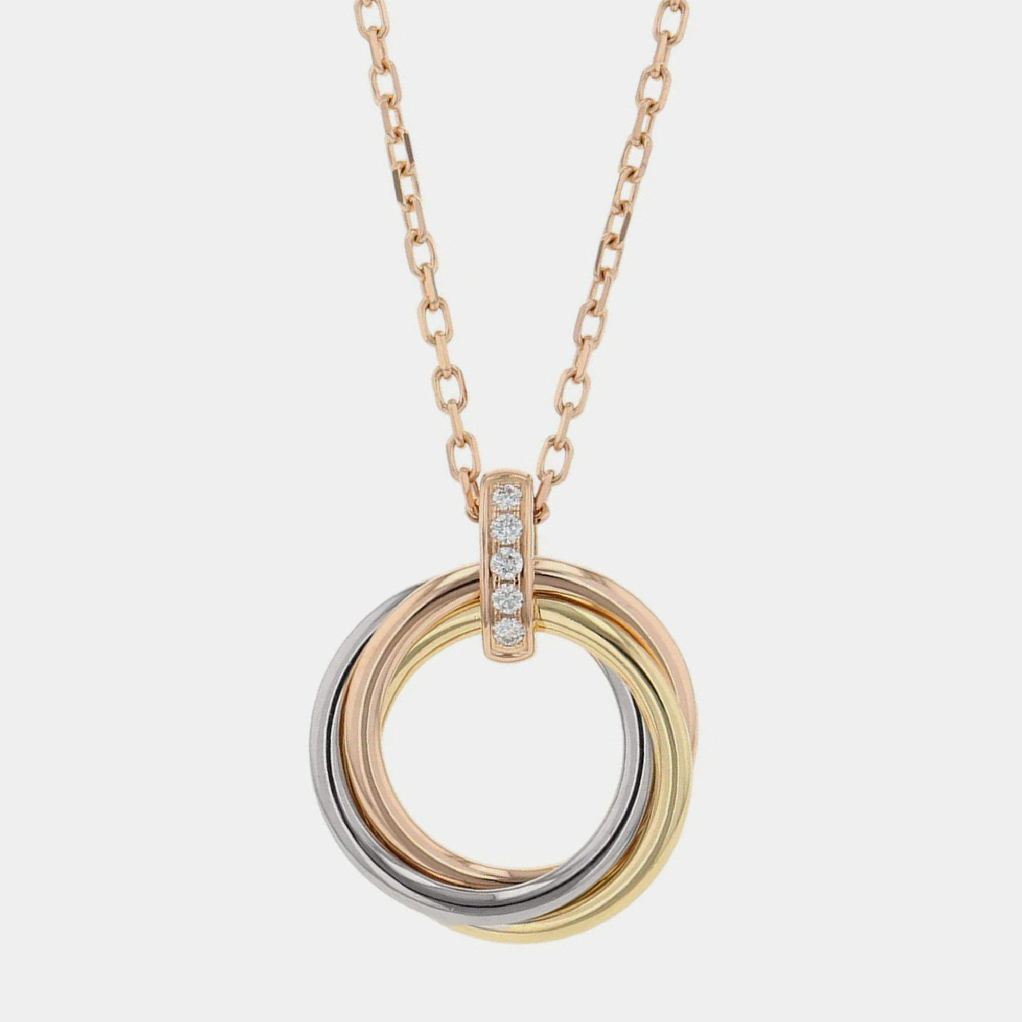 مملوكة مسبقًا قلادة كارتييه ترينيتي دلاية ذهب أصفر ووردي وأبيض عيار 18 مع ألماس