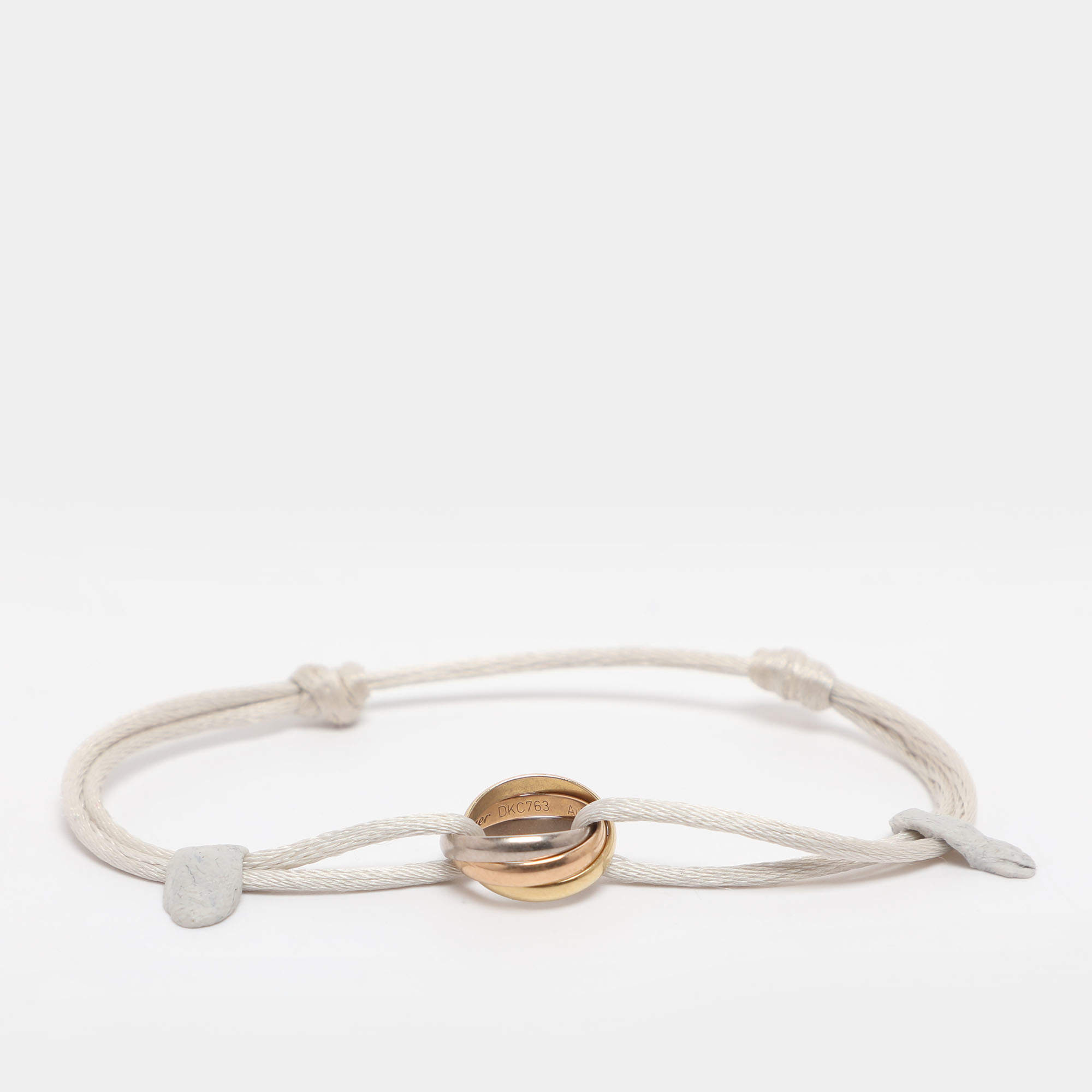 Pre Owned Cartier Trinity 18K Three Tone Gold Adjustable Cord Bracelet