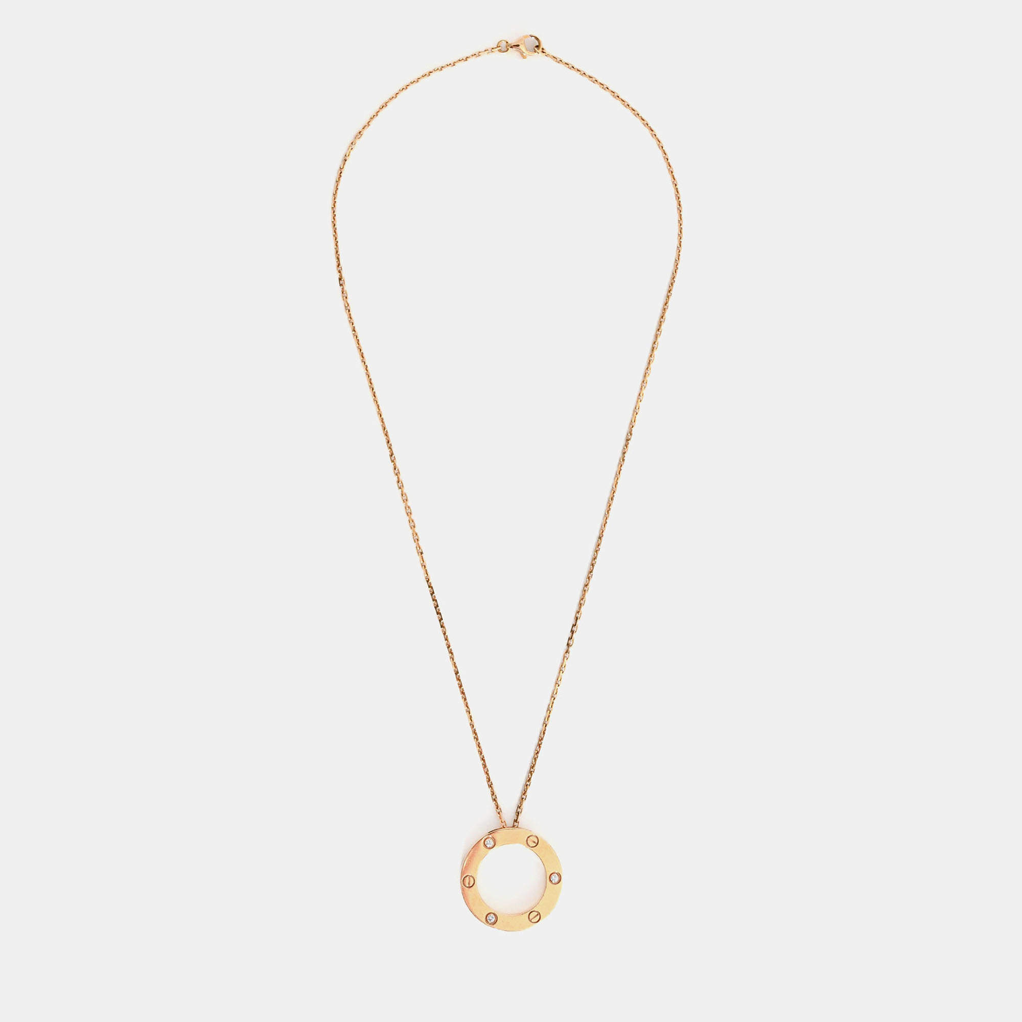 مملوكة مسبقًا Cartier Love 18K Yellow Gold 3 Diamond Pendant Necklace