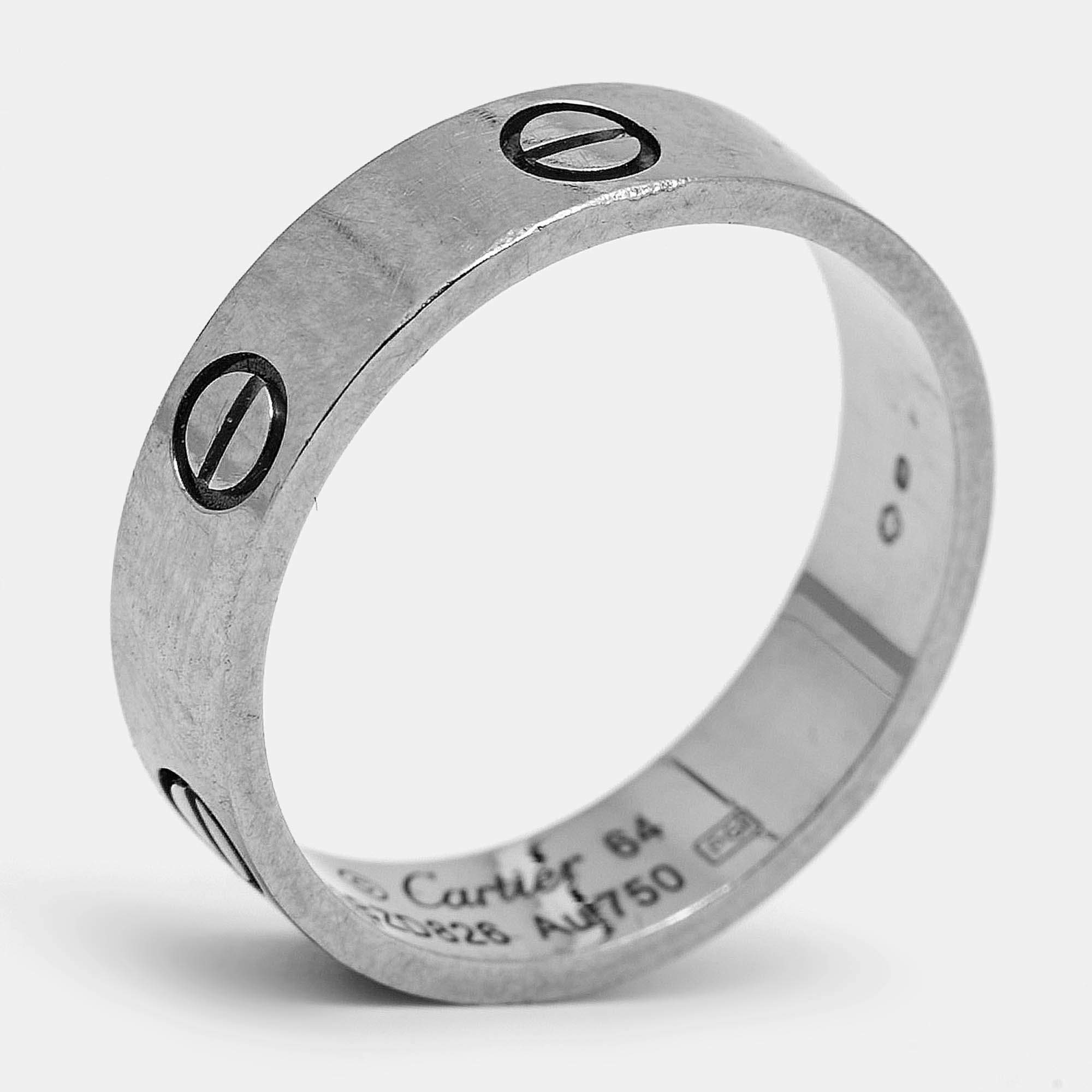 Pre Owned خاتم كارتييه لوف موديل كلاسيكي ذهب أبيض عيار 18 مقاس 64