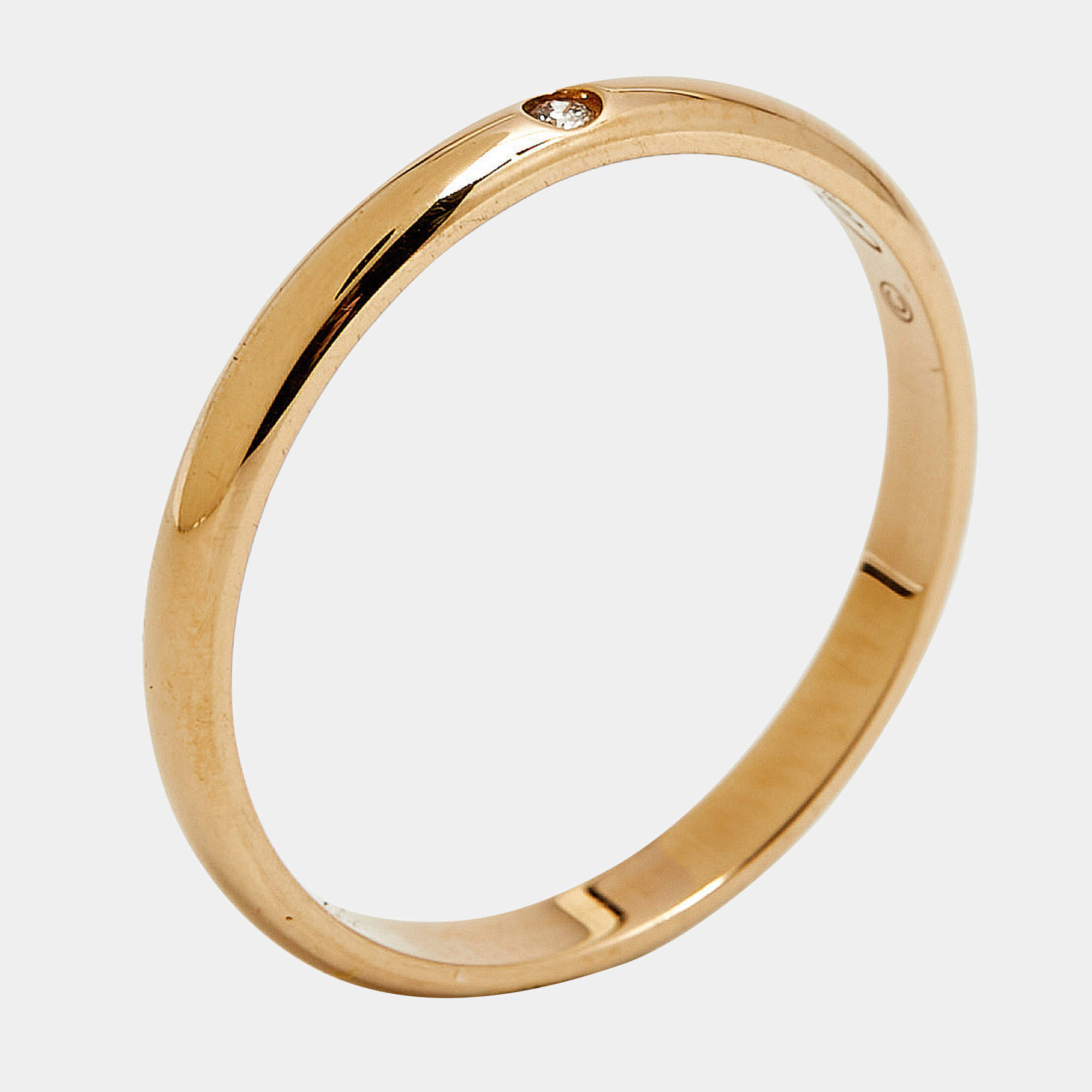 مملوكة مسبقًا Cartier 1895 Diamond 18k Rose Gold Narrow Wedding Band Ring Size 59