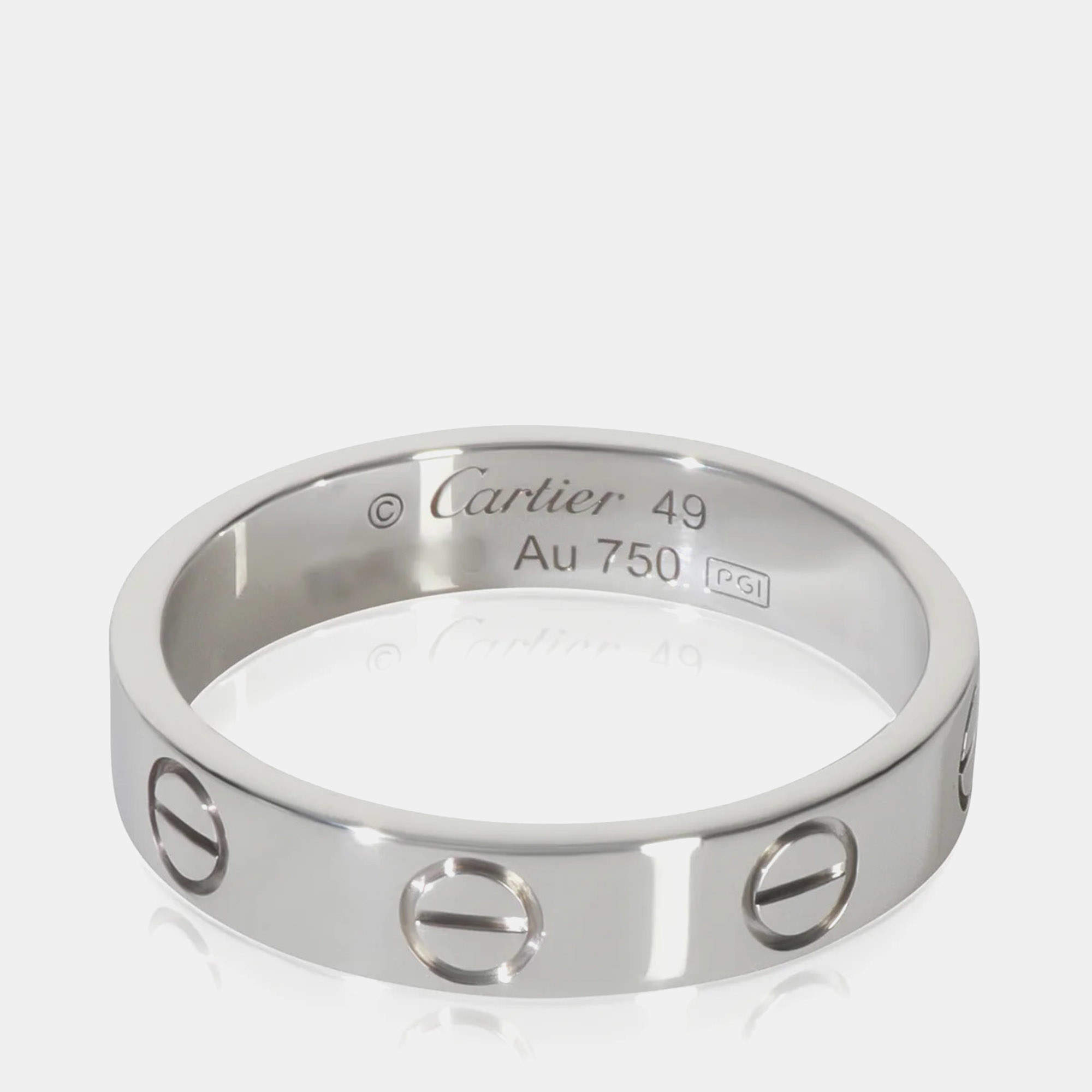 Pre Owned Cartier Love 18K White Gold Ring EU 49
