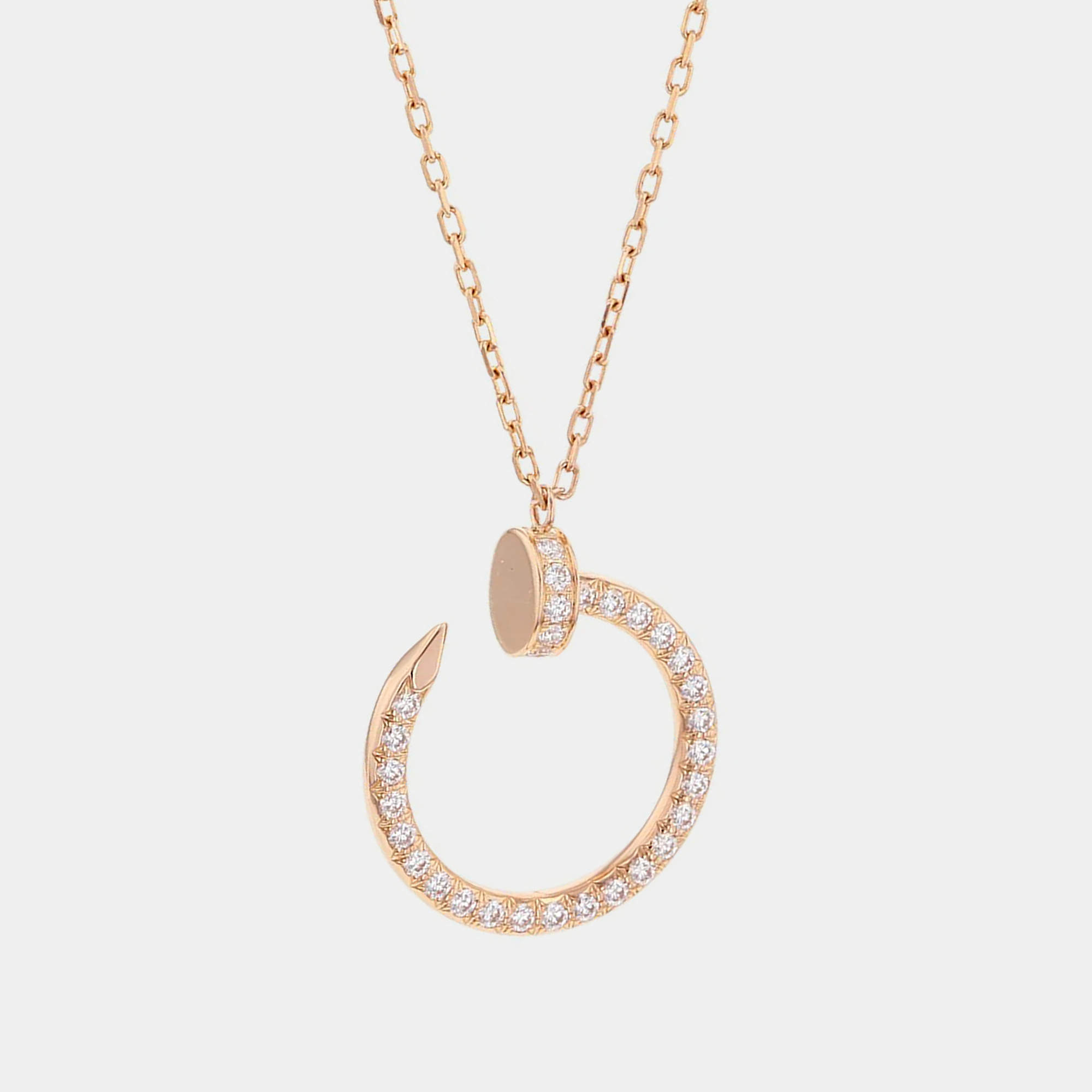 Pre Owned Cartier Juste Un Clou 18K Rose Gold, Diamond Pendant Necklace