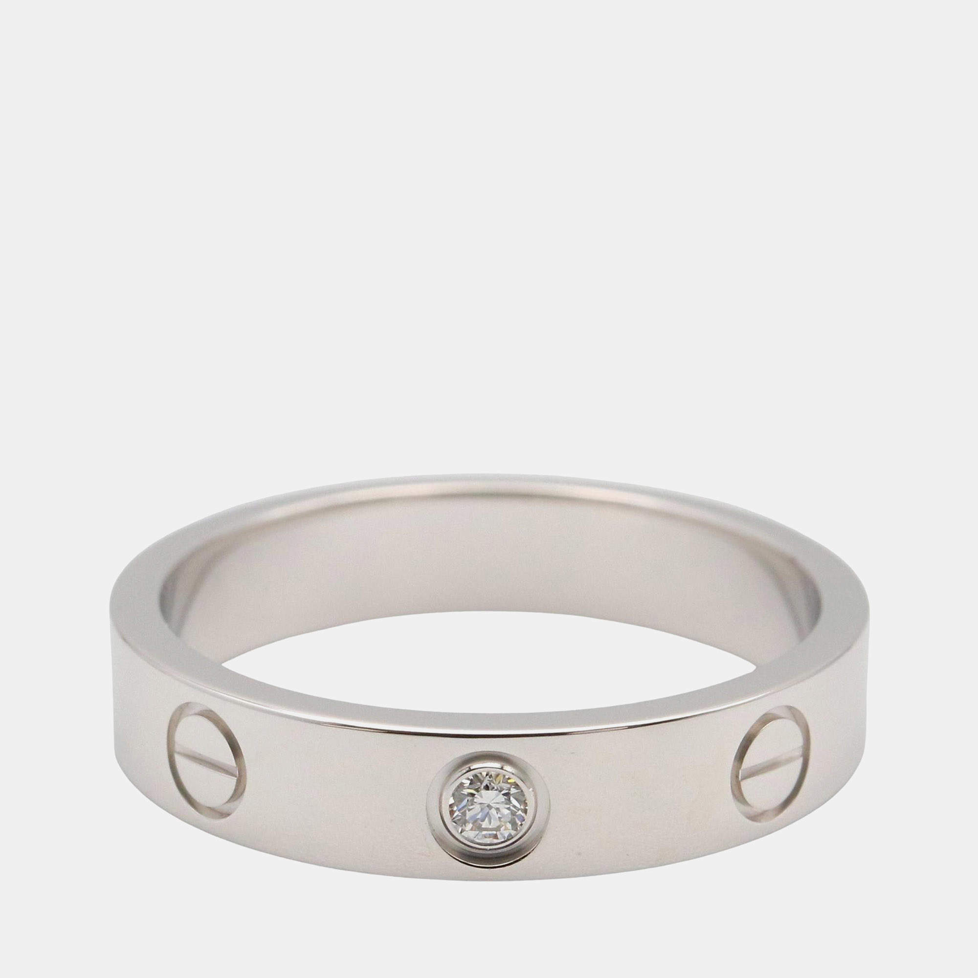 Pre Owned خاتم كارتير لوف ذهب أبيض عيار 18 مع ألماس مقاس 52