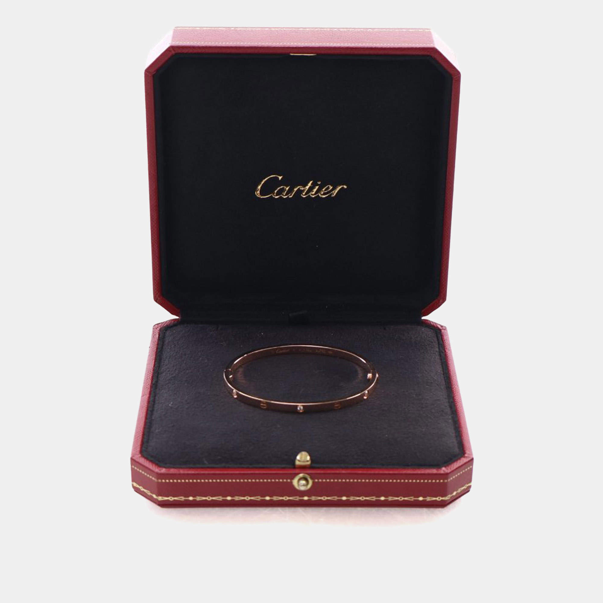 Pre Owned Cartier Classic Small Model 6 Diamond Love Bracelet Sz 16