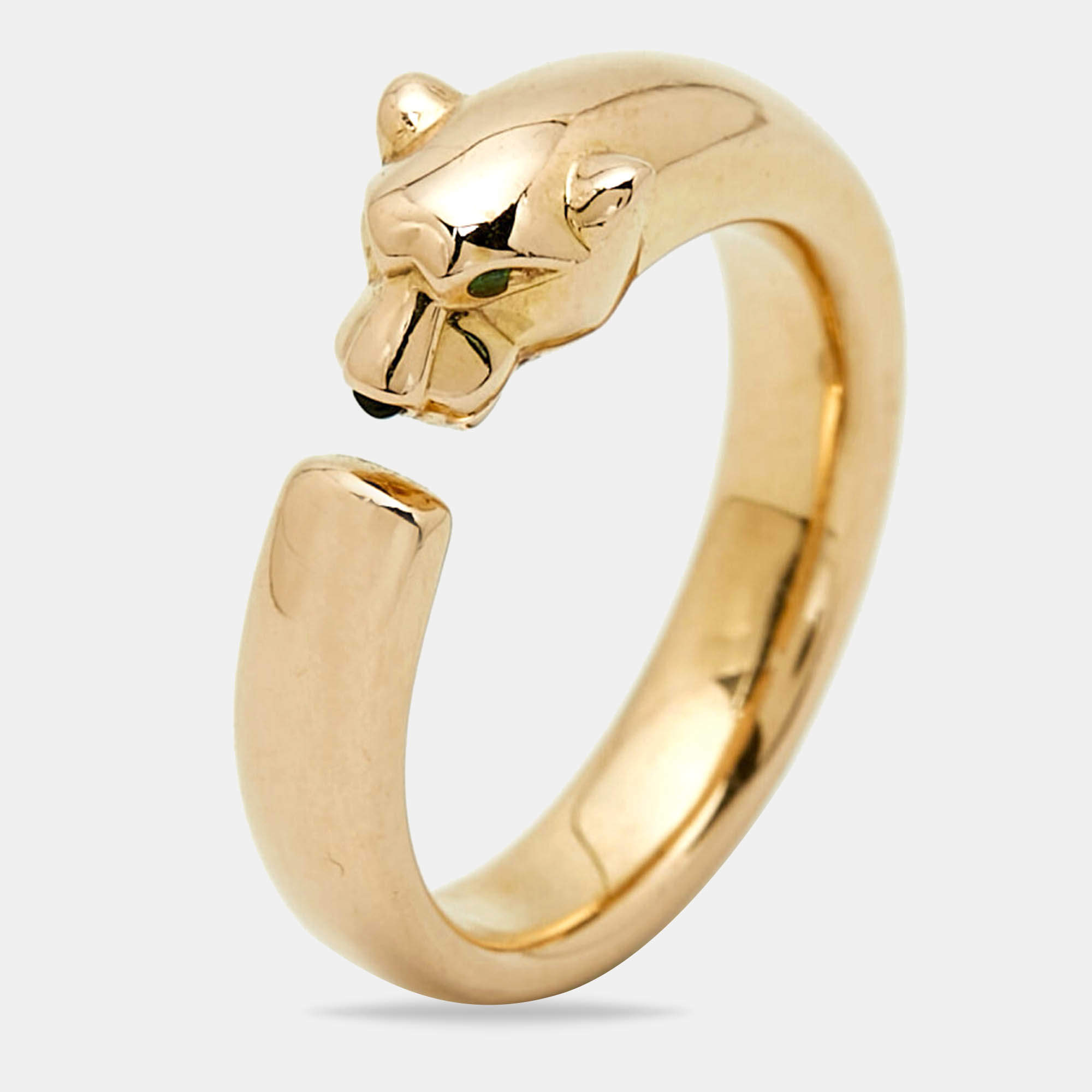 مملوكة مسبقًا Cartier Panthere De Cartier Tsavorite Garnet Onyx 18k Rose Gold Ring Size 56