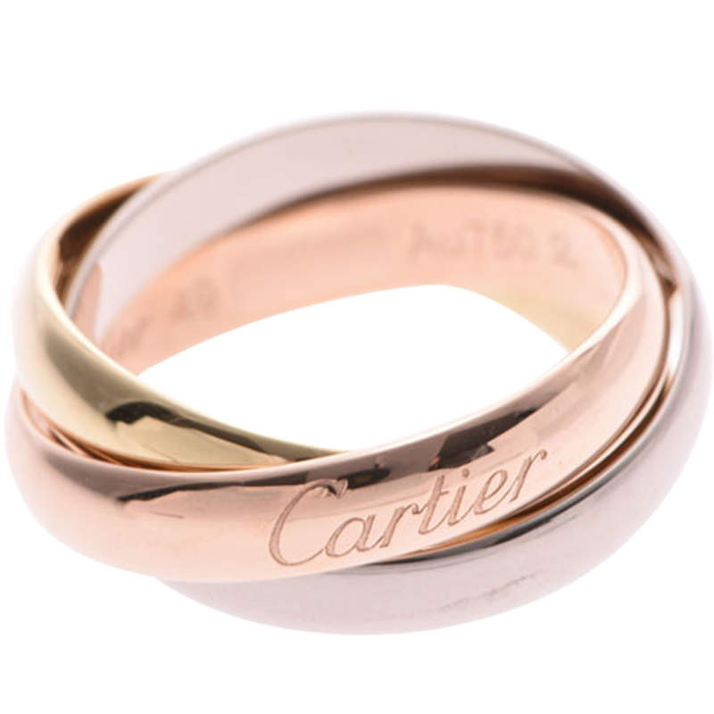 Cartier Trinity De Cartier Three Tone 18k Gold Band Ring Size 49