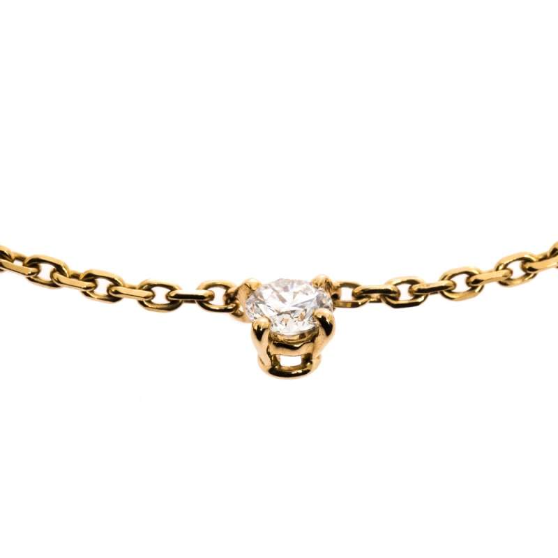 Cartier 0.23ct Diamond Solitaire 18K Yellow Gold Pendant Necklace 