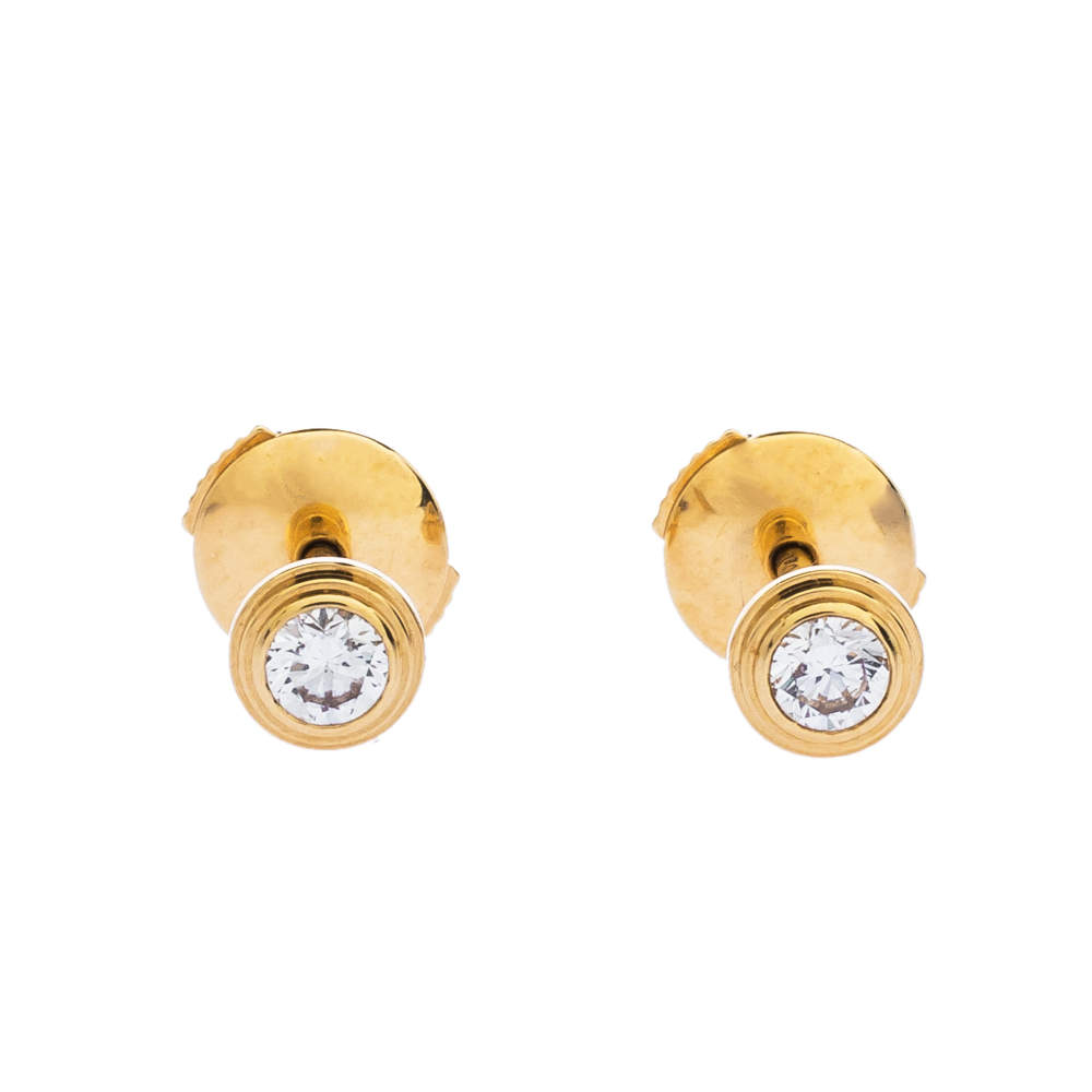 مملوكة مسبقًا Cartier Diamants Légers Diamond 18K Yellow Gold Stud Earrings