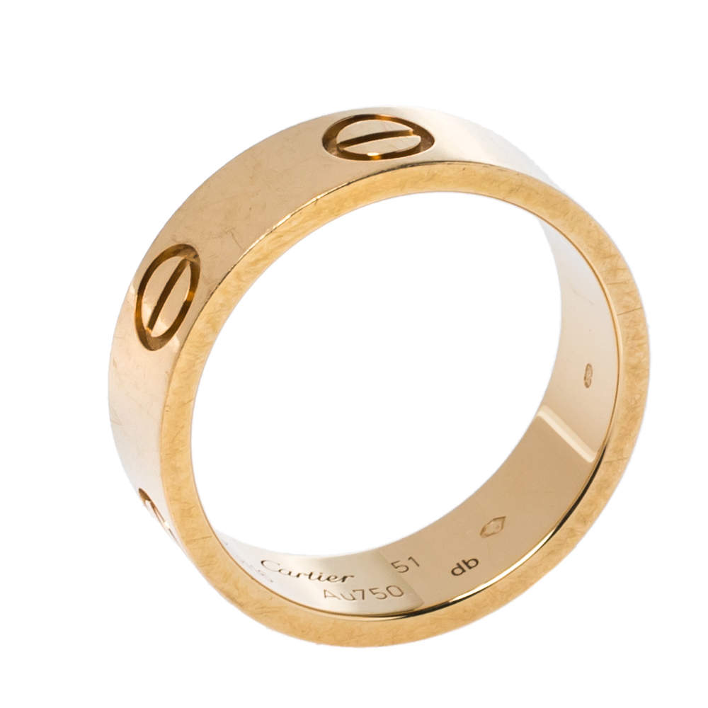 Cartier LOVE 18K Yellow Gold Band Ring Size 51