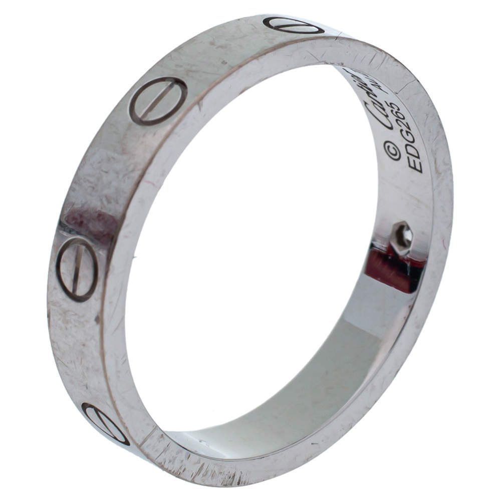 Pre Owned Cartier Love 1 Diamond 18K White Gold Wedding Band Ring Size 60