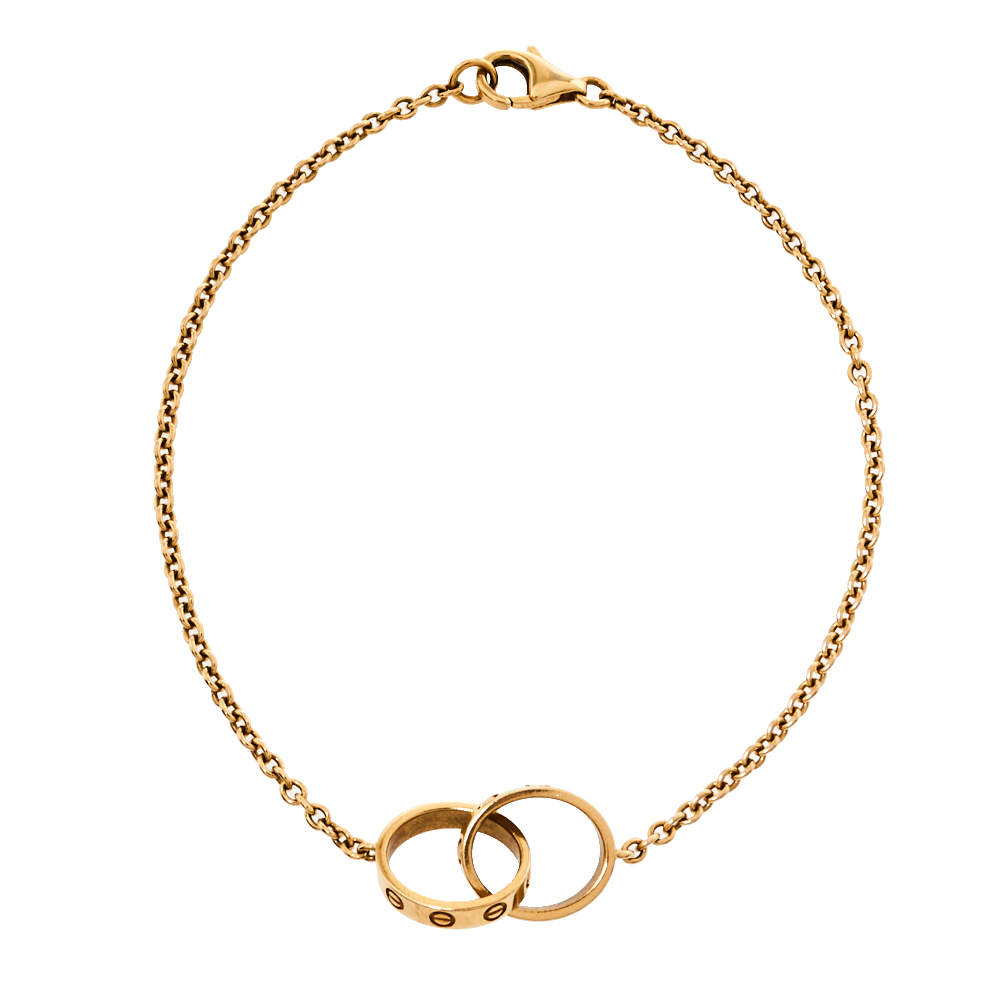 Pre Owned Cartier Love Interlocking Screw Motif 18K Yellow Gold Bracelet
