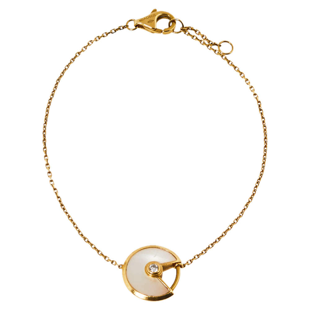 مملوكة مسبقًا سوار كارتييه "أموليت دو كارتييه" ذهب أصفر عيار 18 و صدف و ألماس مقاس صغير جداً (اكس سمول)