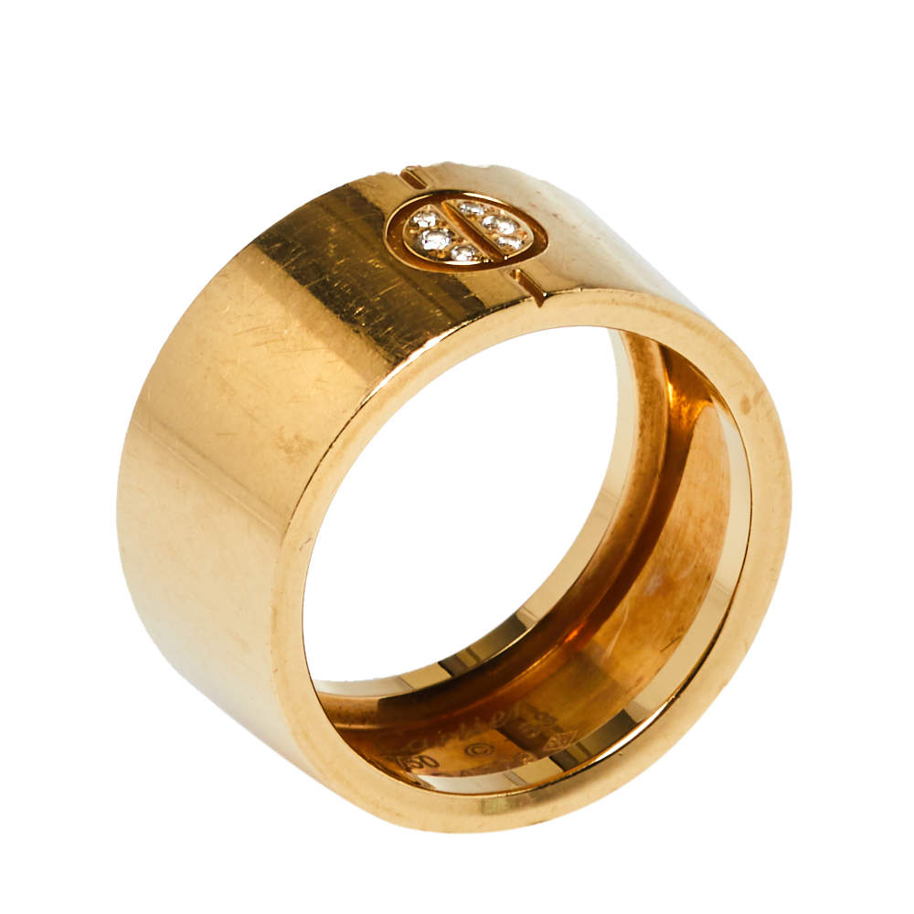 Pre Owned Cartier Love Cone Diamond 18K Yellow Gold Ring Size 53