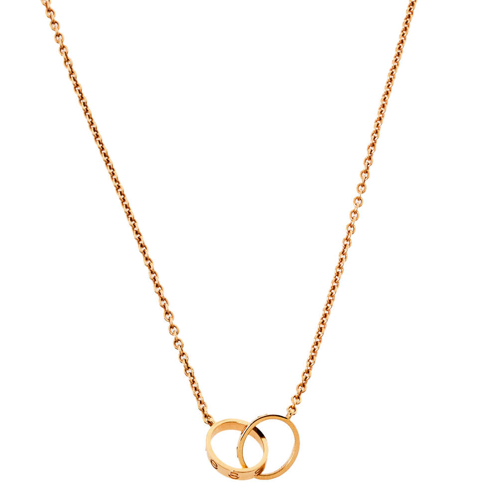 Pre Owned قلادة كارتييه "لوف" حلقتين ذهب وردي عيار 18