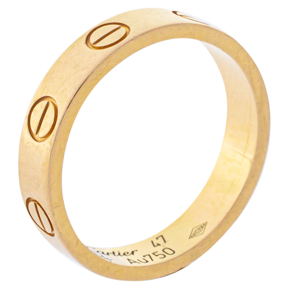 مملوكة مسبقًا Cartier Love 18K Yellow Gold Narrow Wedding Band Ring Size 47