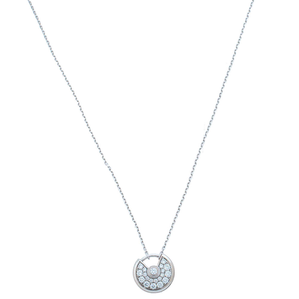 مملوكة مسبقًا Cartier Amulette de Cartier Diamond 18K White Gold Pendant Necklace