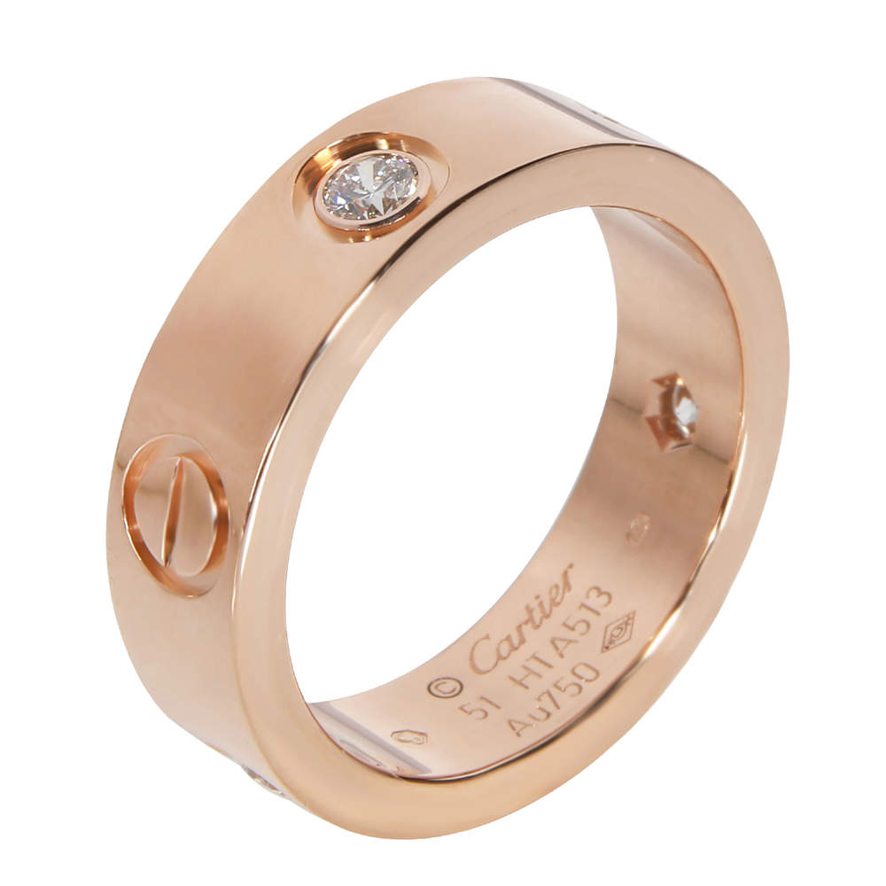 Cartier 18K Rose Gold 0.22 CTW Diamond Love Ring Size 51