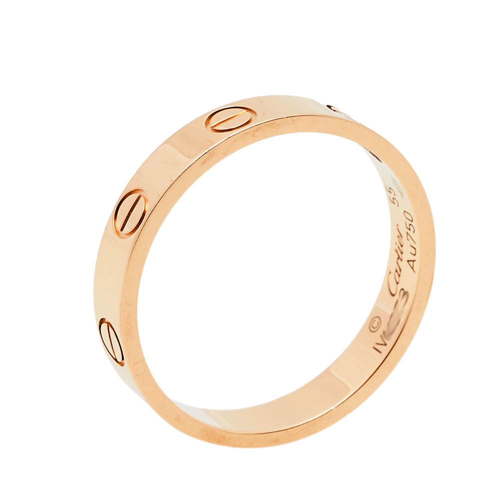 مملوكة مسبقًا Cartier Love 18K Rose Gold Wedding Band Ring Size 55