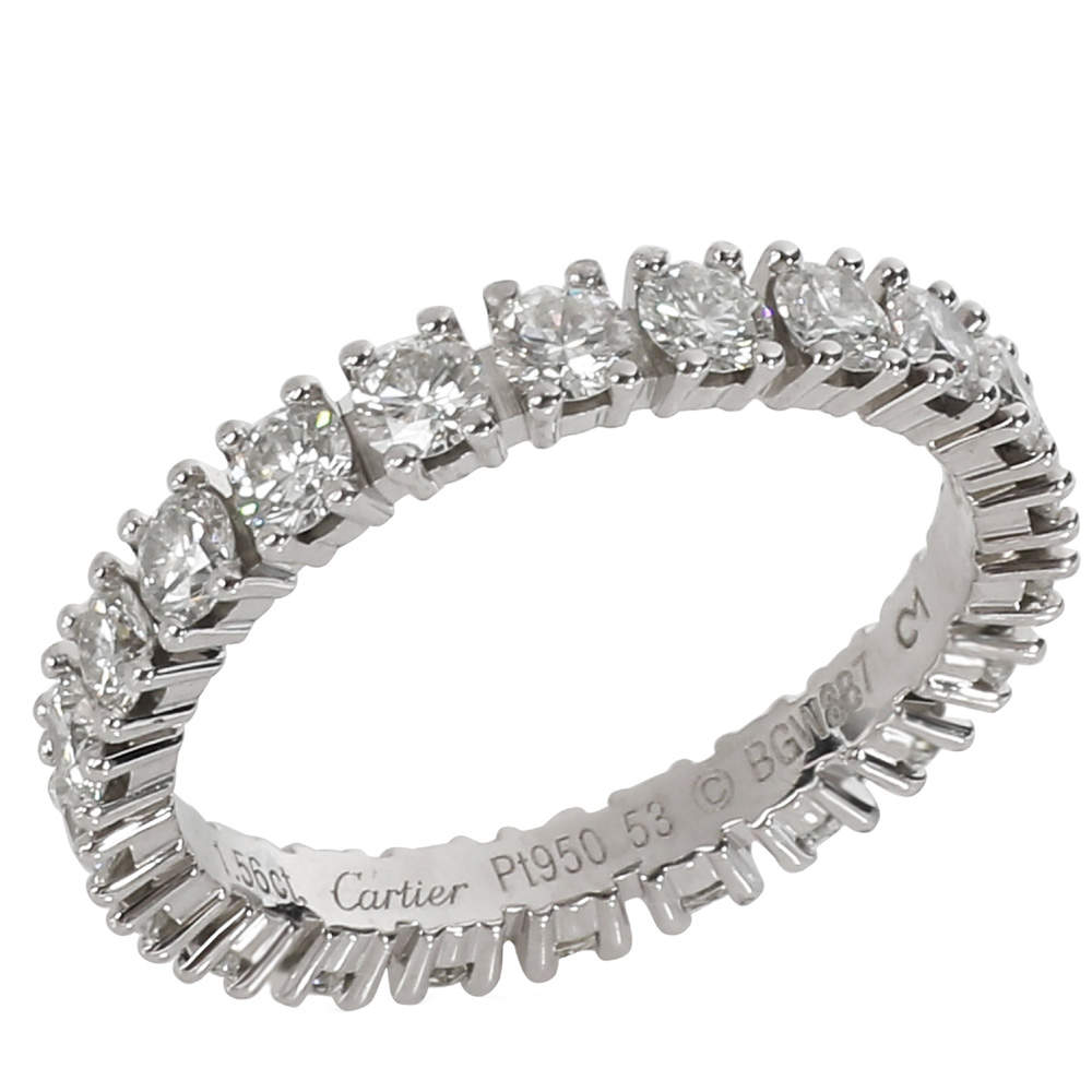 Pre Owned Cartier Destinee Diamond Platinum Eternity Band Ring Size EU 53
