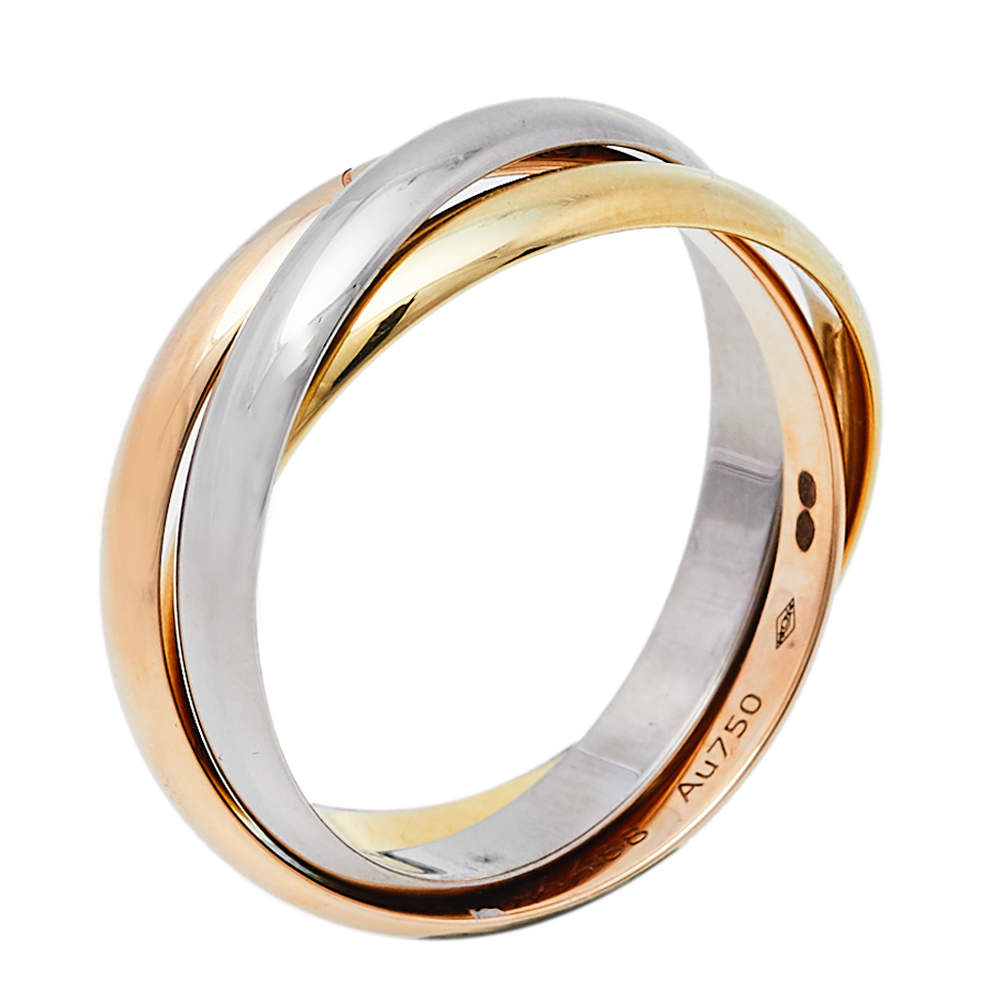 Pre Owned Cartier Trinity 18K Three Tone Gold Small Model Ring Size 53