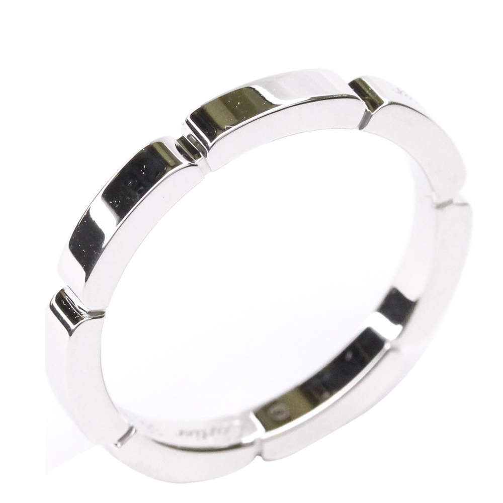 Pre Owned Cartier Maillon Panthere 18K White Gold Band Ring Size EU 56