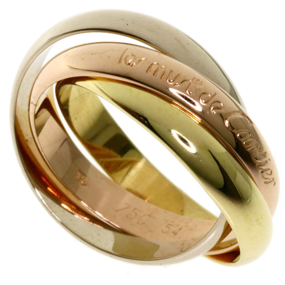 Pre Owned Cartier 18K Yellow Gold, Rose Gold, White Gold Trinity Ring Size 55