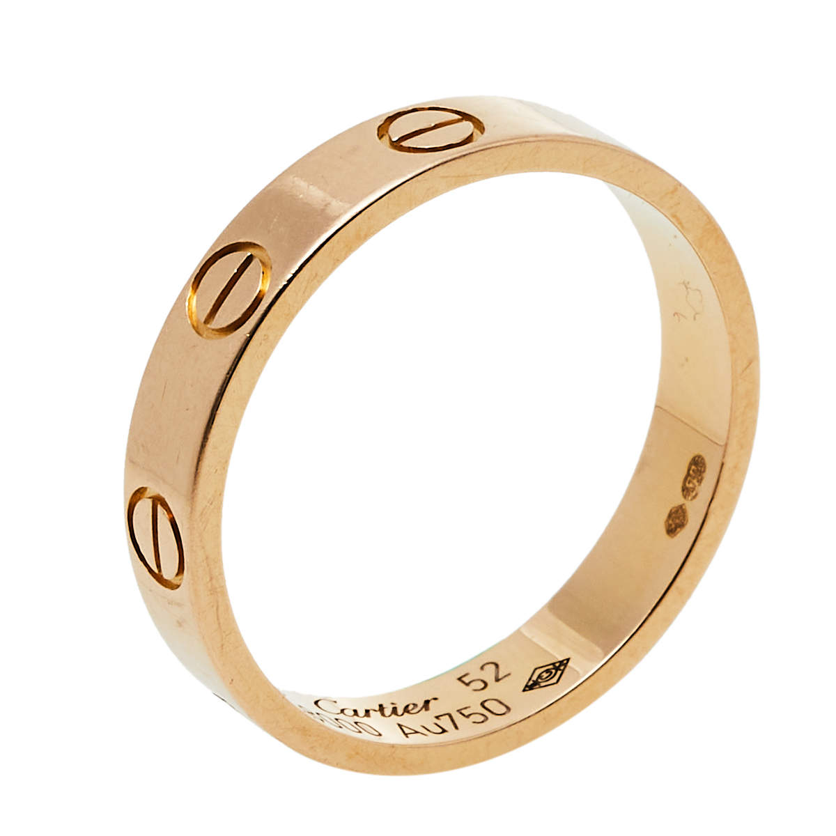 مملوكة مسبقًا Cartier Love 18k Rose Gold Wedding Band Ring Size 52