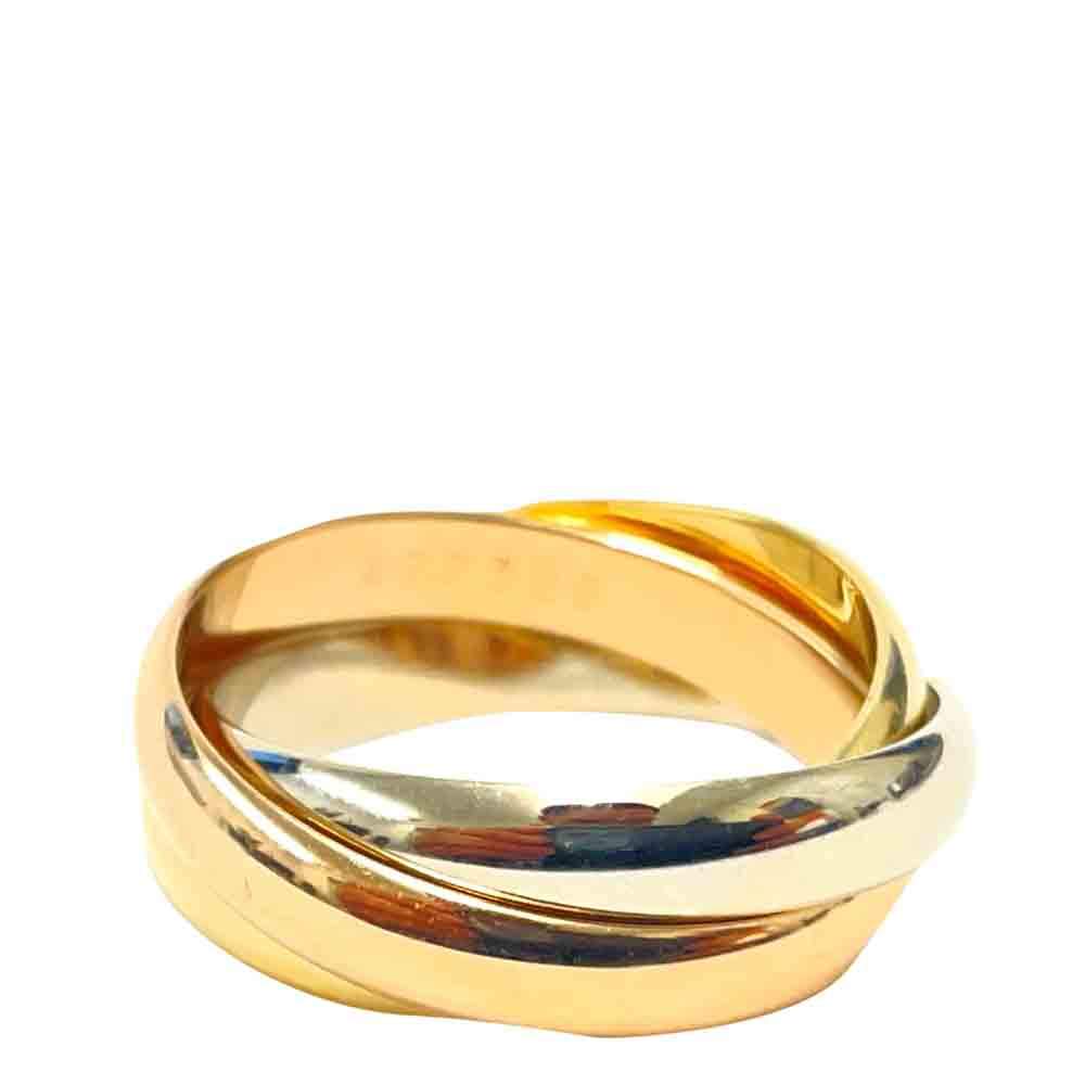 Pre Owned Cartier Le Must De Cartier Trinity 18K Yellow White Rose Gold Ring Size EU 53