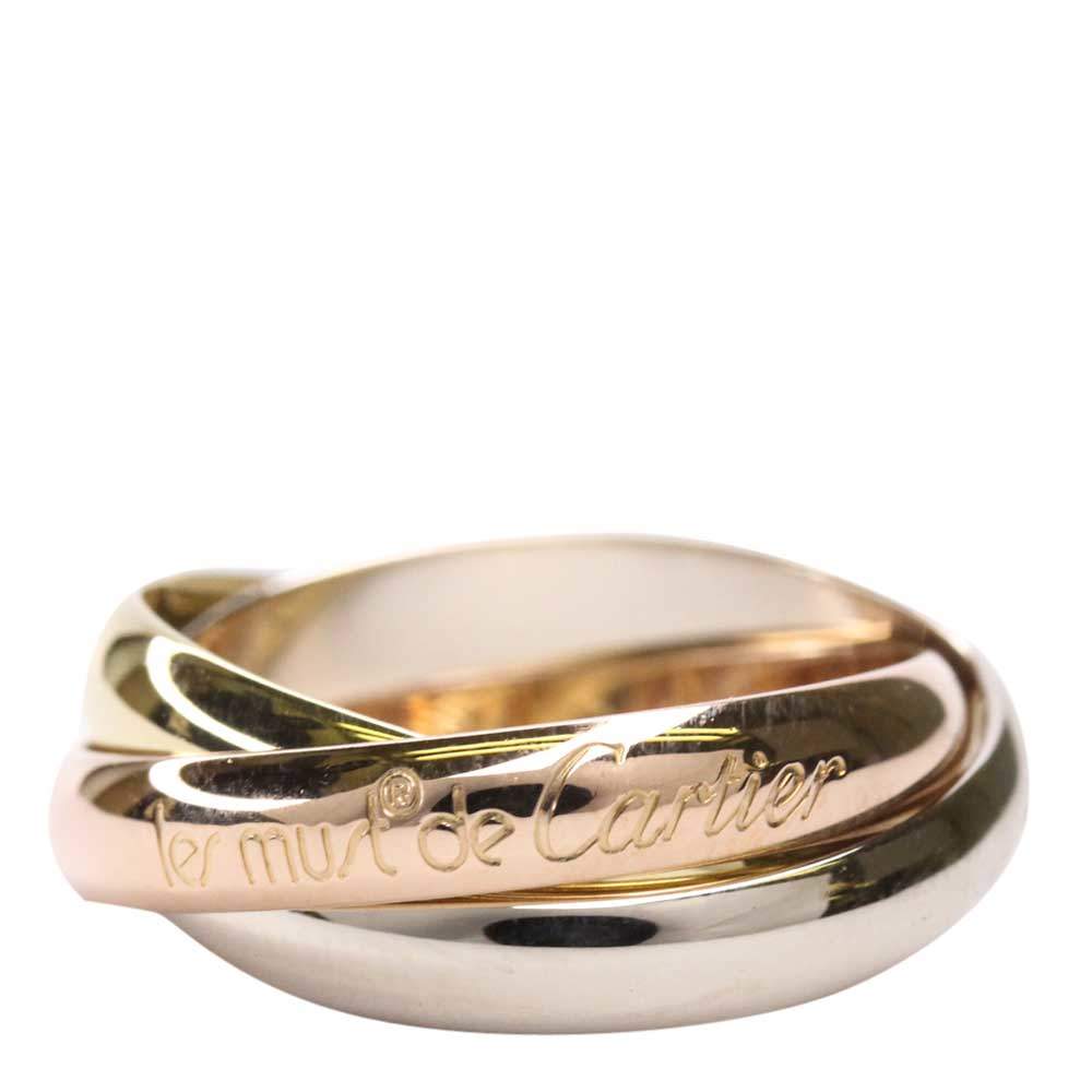 Pre Owned Cartier Yellow, Rose, White Gold Trinity Ring Size 53