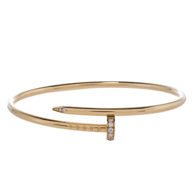 Louis Vuitton 18 Karat Yellow Gold Diamond Clous Bangle Bracelet