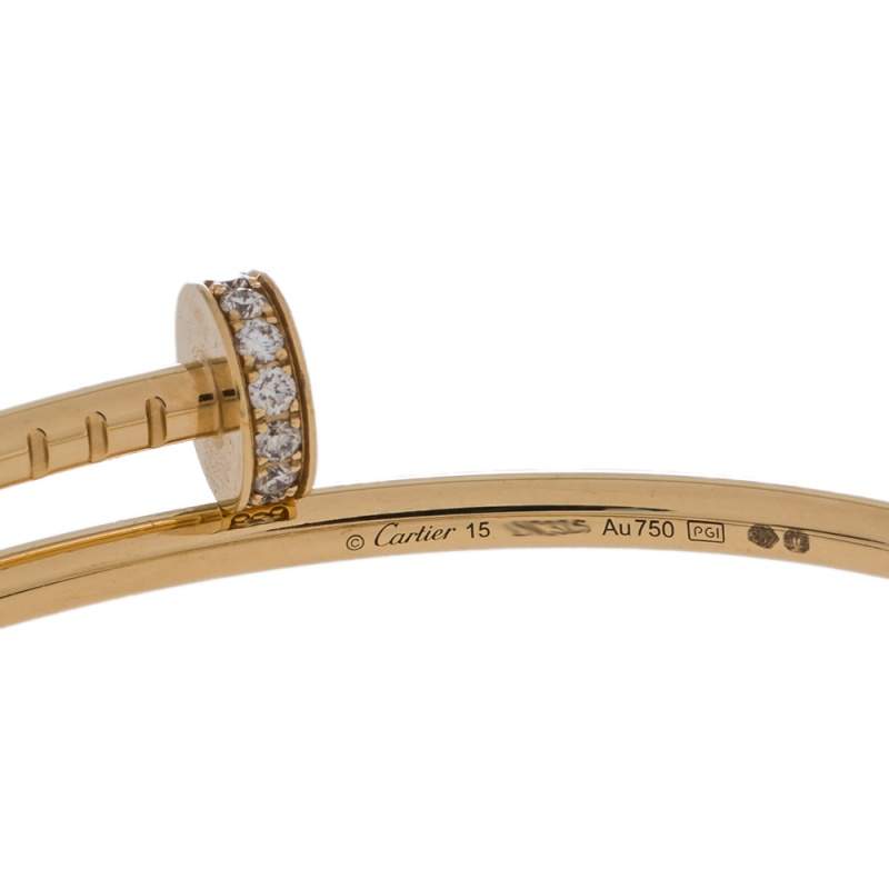 LOUIS VUITTON 18k Yellow Gold Diamond Clous Bracelet 15 172756