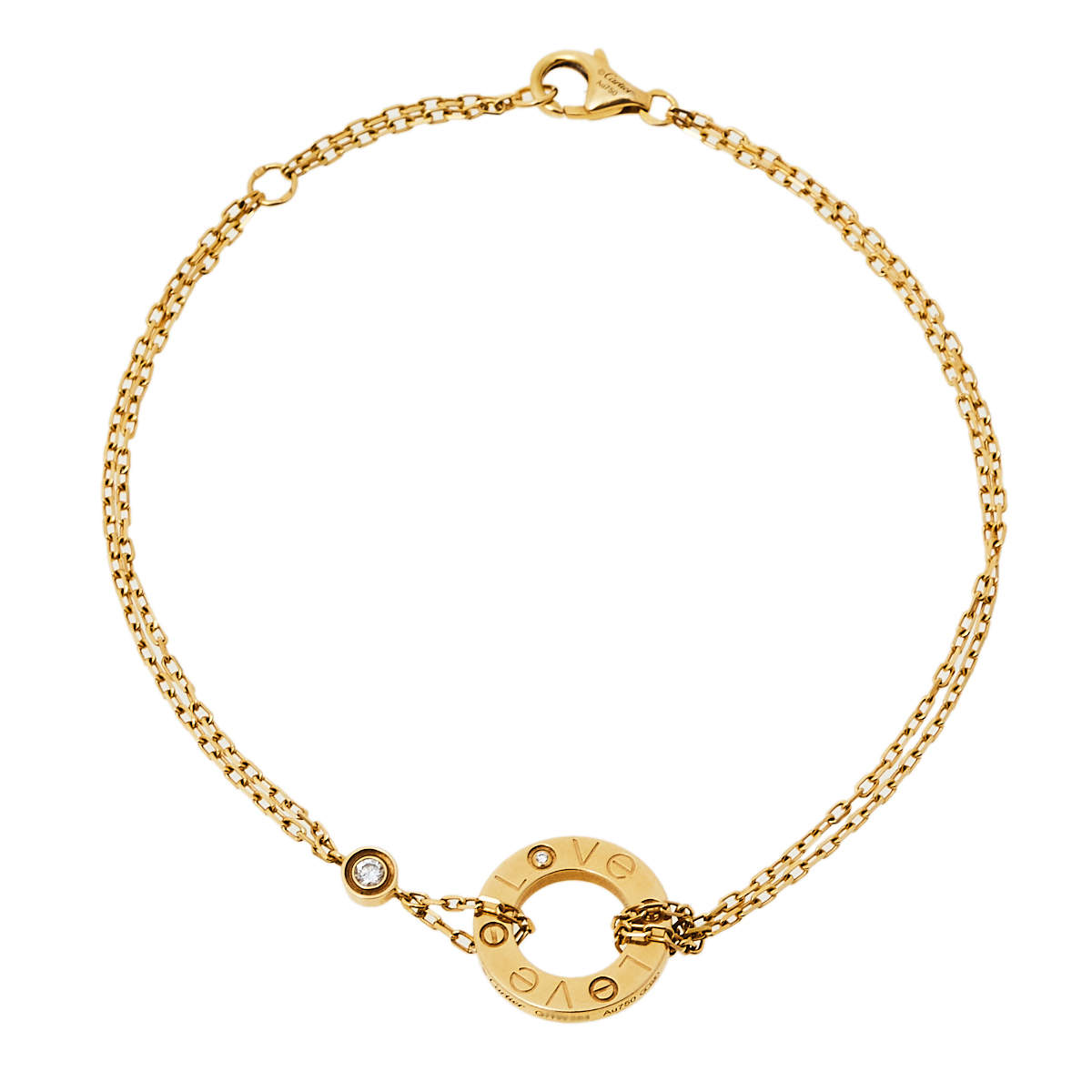 مملوكة مسبقًا Cartier Love Diamond 18K Yellow Gold Double Chain Bracelet