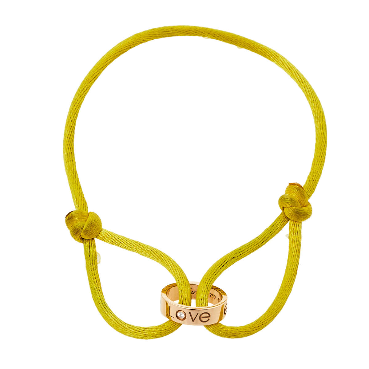 Pre Owned Cartier Love Charity Diamond 18K Rose Gold Adjustable Cord Bracelet