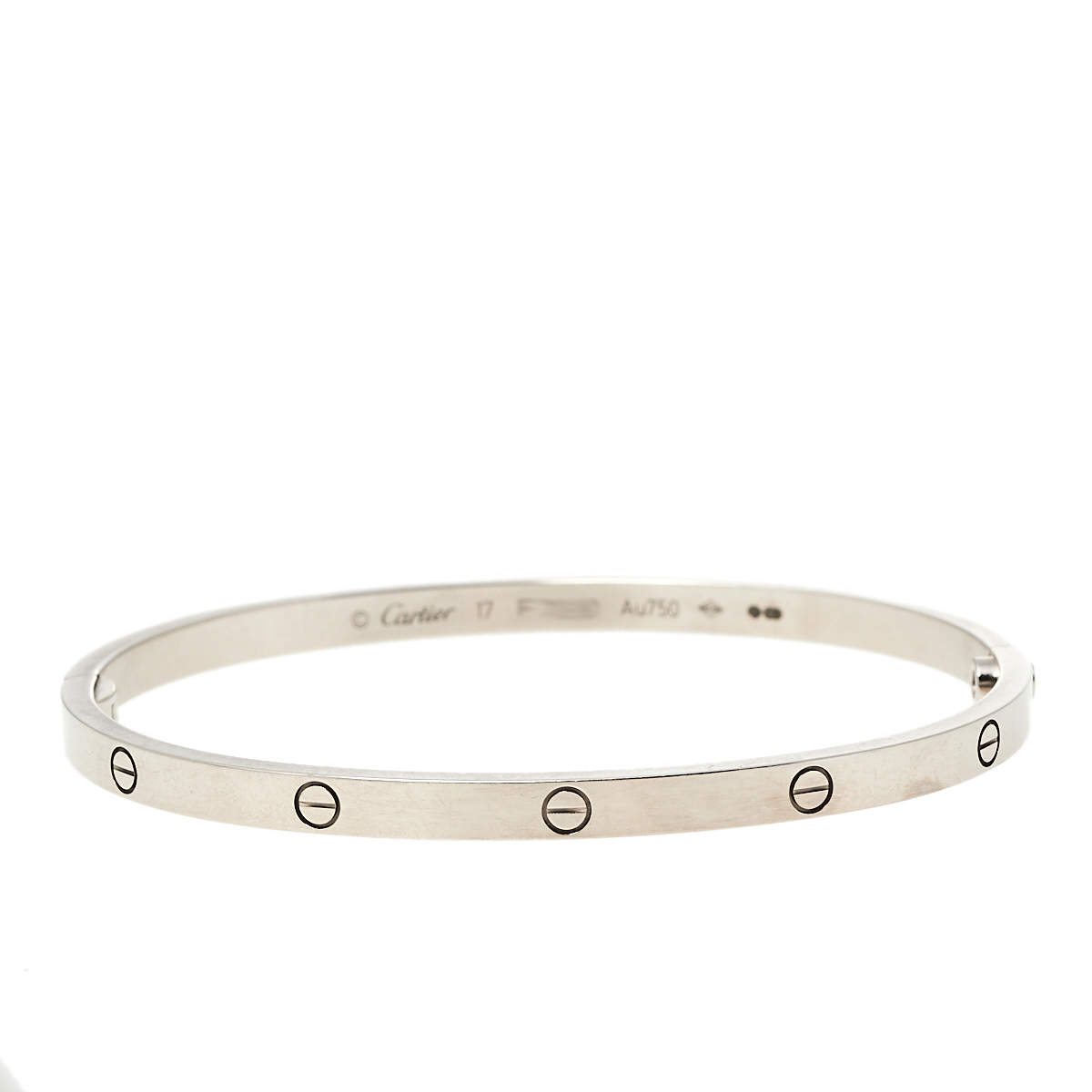 Cartier Love 18K White Gold Narrow Bracelet Size 17