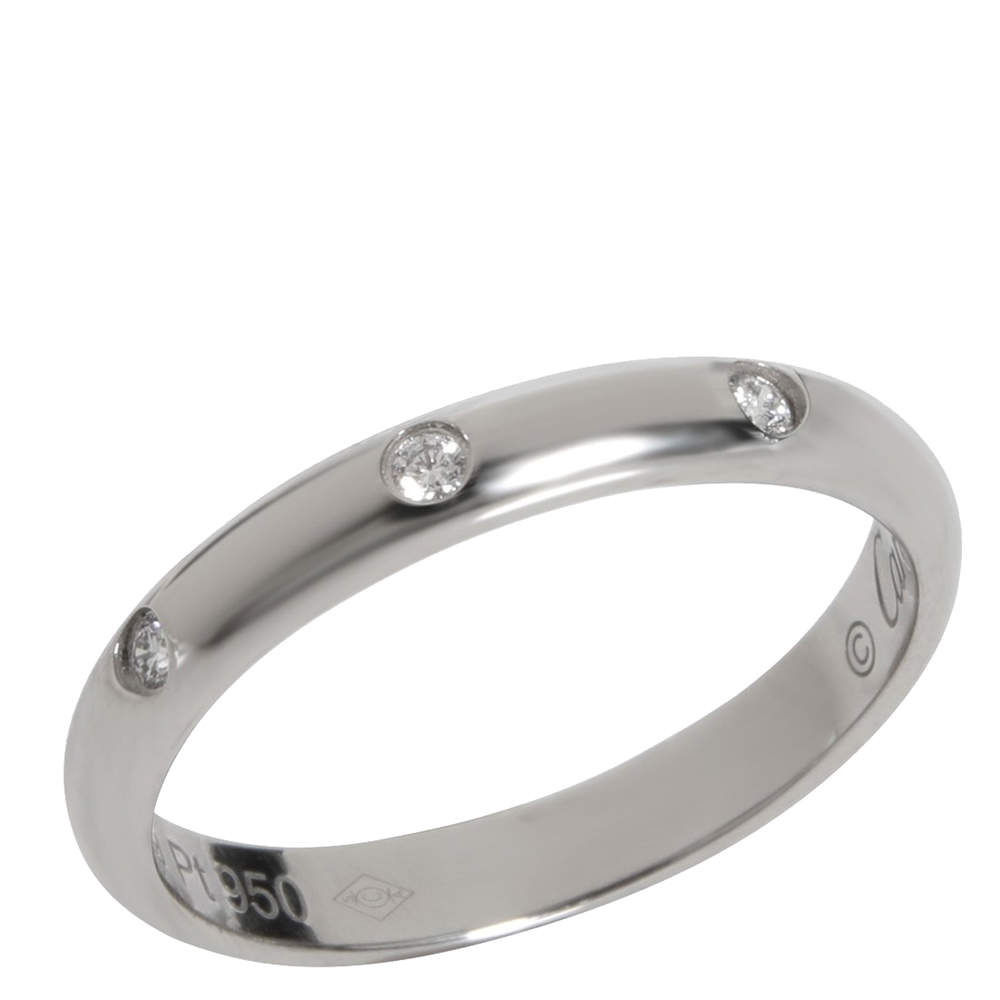 Cartier 1895 Diamond Platinum Wedding Band Ring Size EU 47