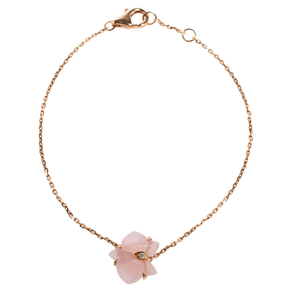 Cartier Caresse d'Orchidées par Cartier Pink Chalcedony 18K Rose Gold Bracelet