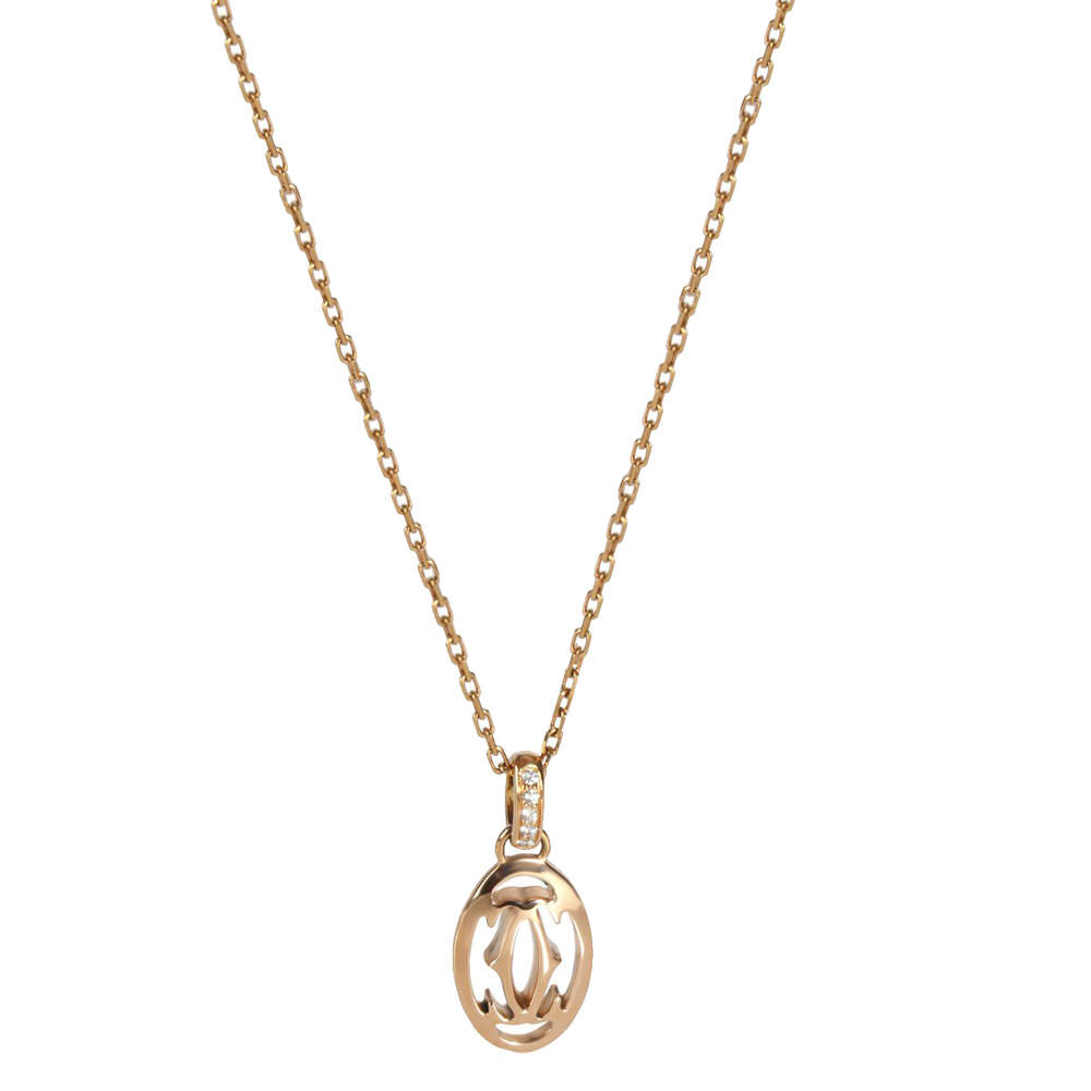 مملوكة مسبقًا Cartier C de Carter Diamond 18K Pink Gold Pendant Necklace