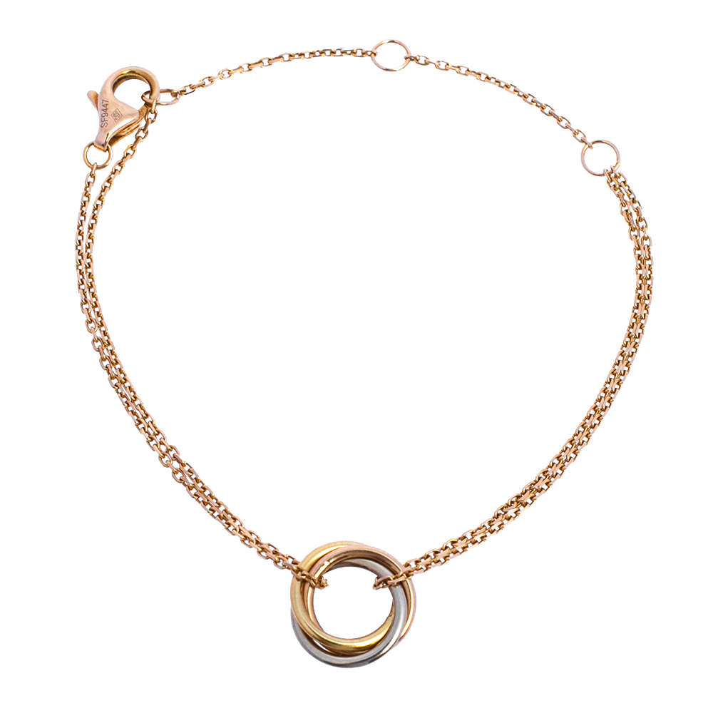 Pre Owned Cartier Trinity 18K Three Tone Gold Adjustable Bracelet