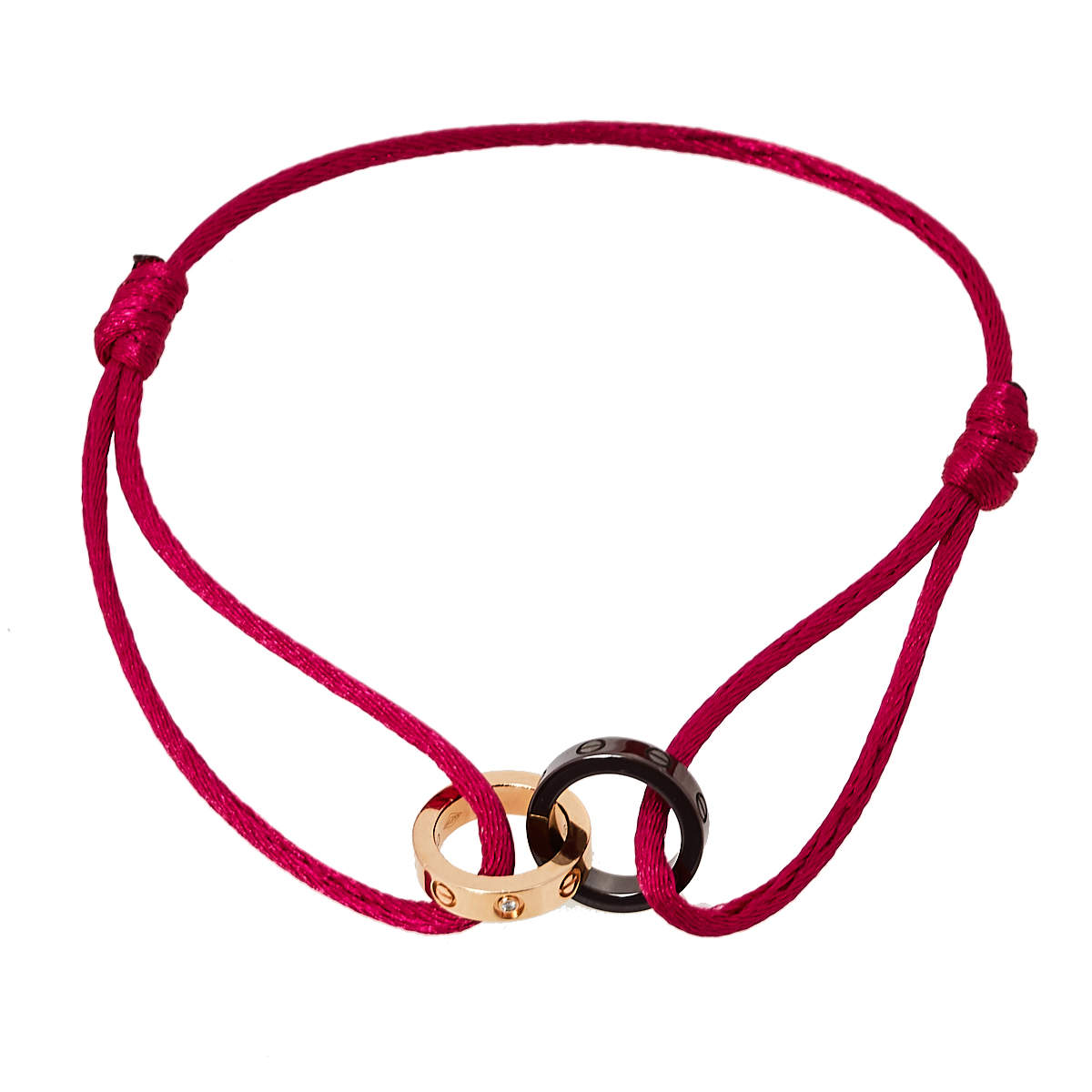 مملوكة مسبقًا Cartier Love Diamond 18K Rose Gold & Ceramic Pink Cord Bracelet