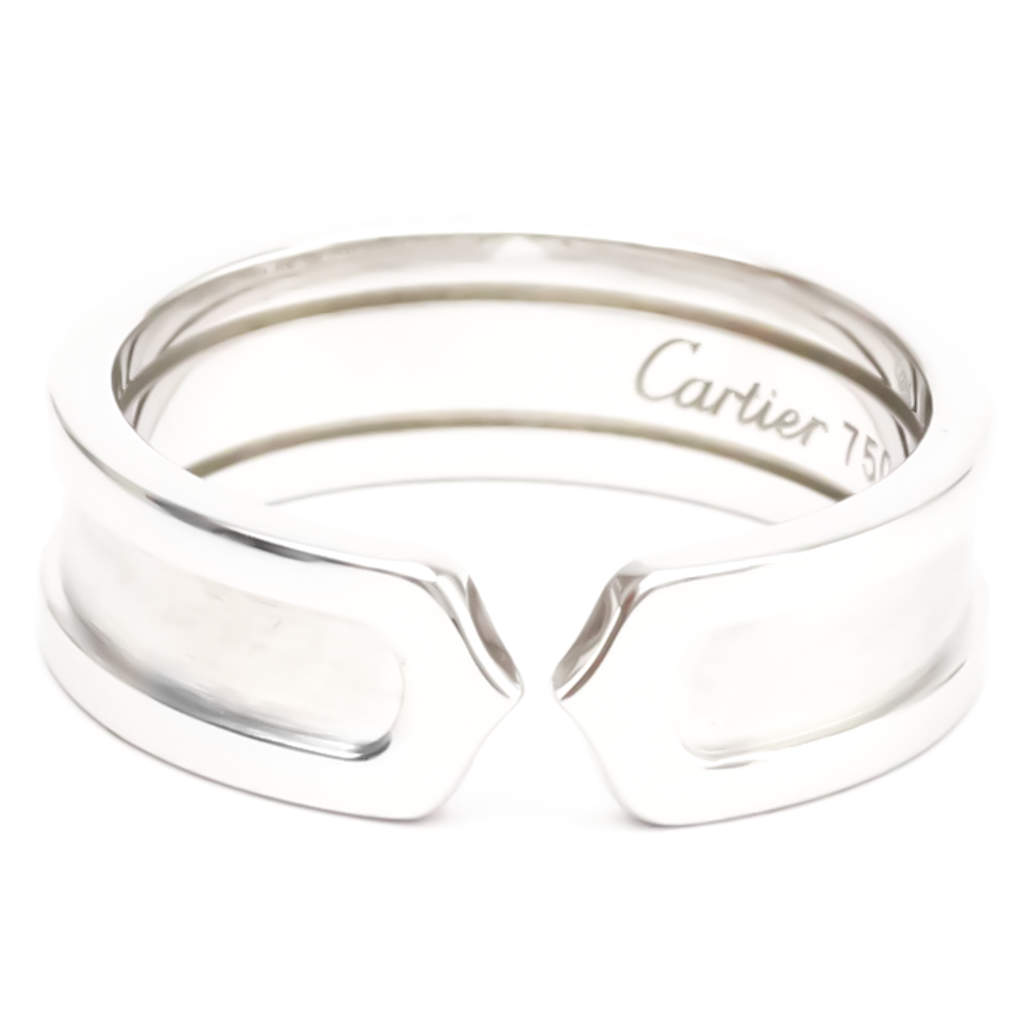 Pre Owned Cartier C De Cartier 18K White Gold Ring Size EU 58