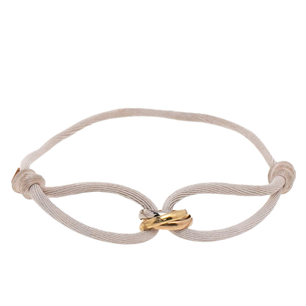 Pre Owned Cartier Trinity 18K Three Tone Gold Adjustable Cord Bracelet