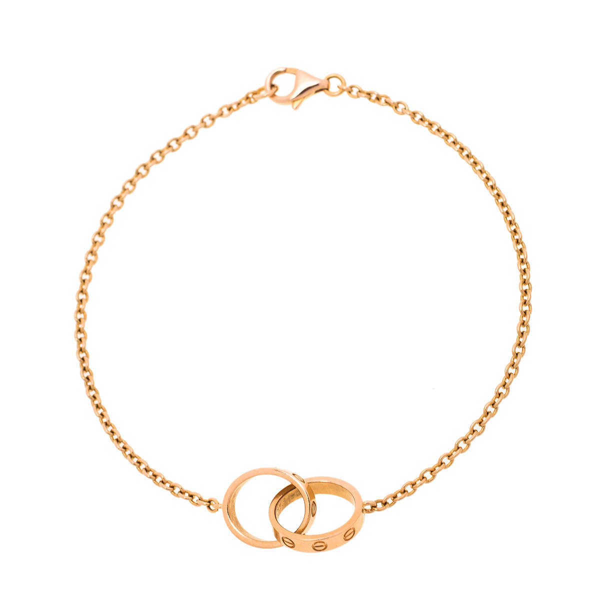 Pre Owned Cartier Love Interlocking 2 Hoops 18K Rose Gold Bracelet
