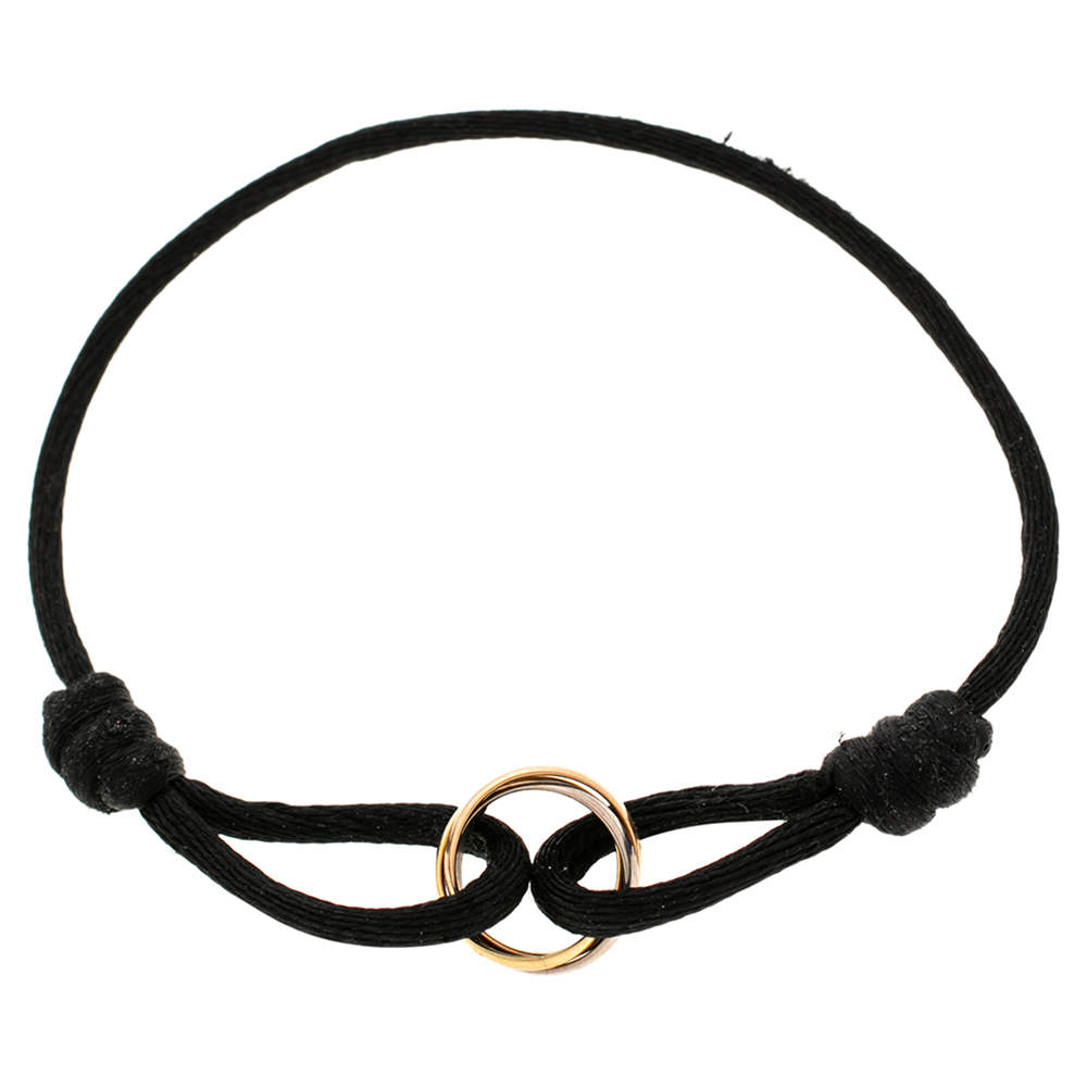 مملوكة مسبقًا سوار كارتييه ترينيتي دو كارتييه ذهب ثلاثي اللون عيار 18 وحبل أسود قابل للضبط